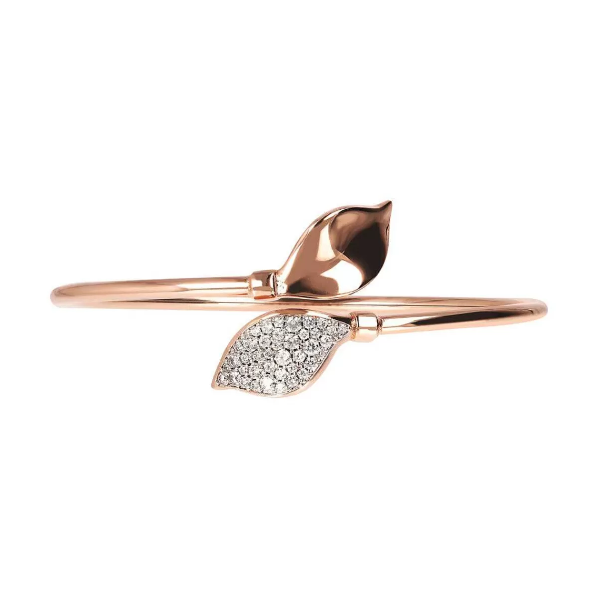 Sale Bracciale Rigido Con Foglia Doppio Pave Bracciali