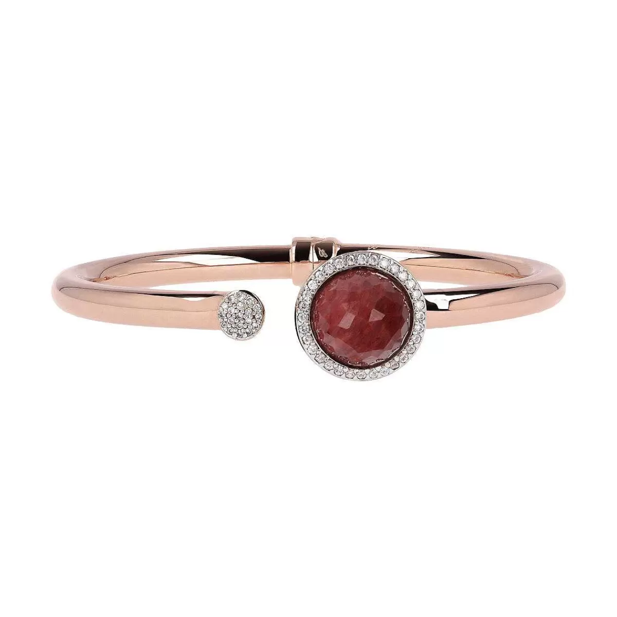 Best Sale Bracciale Rigido Con Pietra Naturale Tonda E Pave Di Cubic Zirconia Bracciali