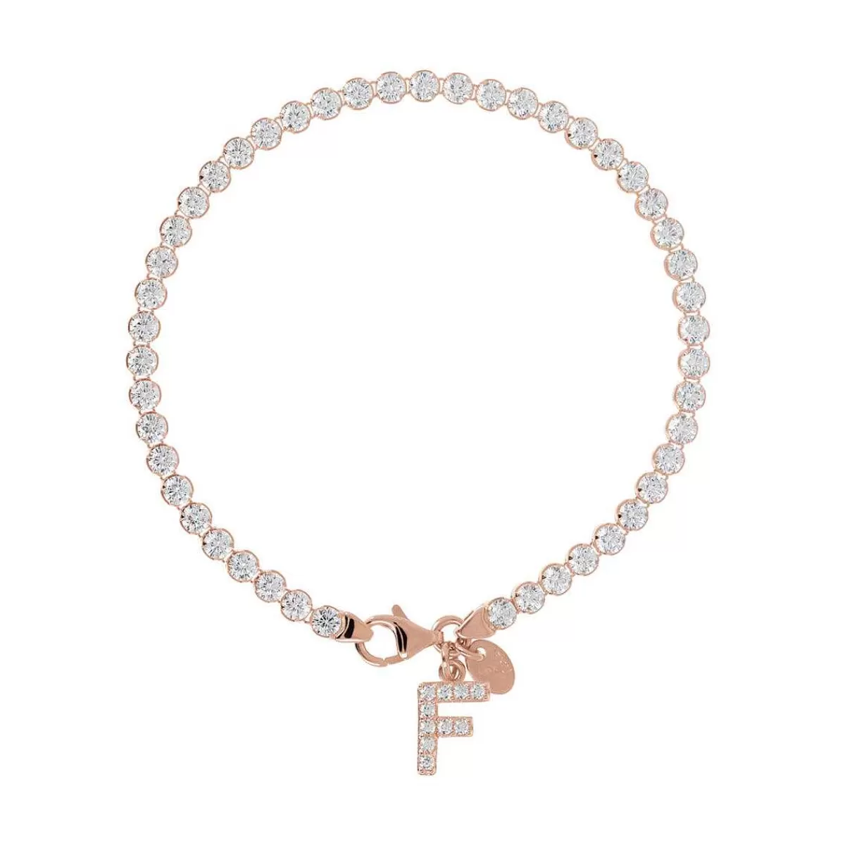 Best Sale Bracciale Tennis Con Zirconi Cubici E Pendente Con Lettera In Pave Bracciali