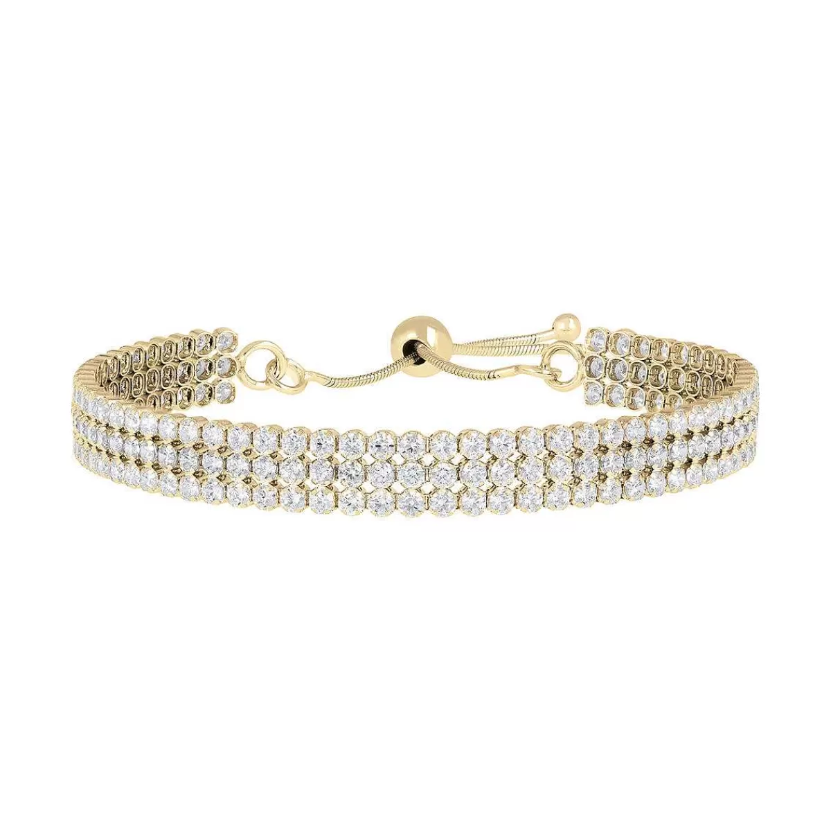 Cheap Bracciale Tennis Dorato A Triplo Filo Con Zirconi Bracciali