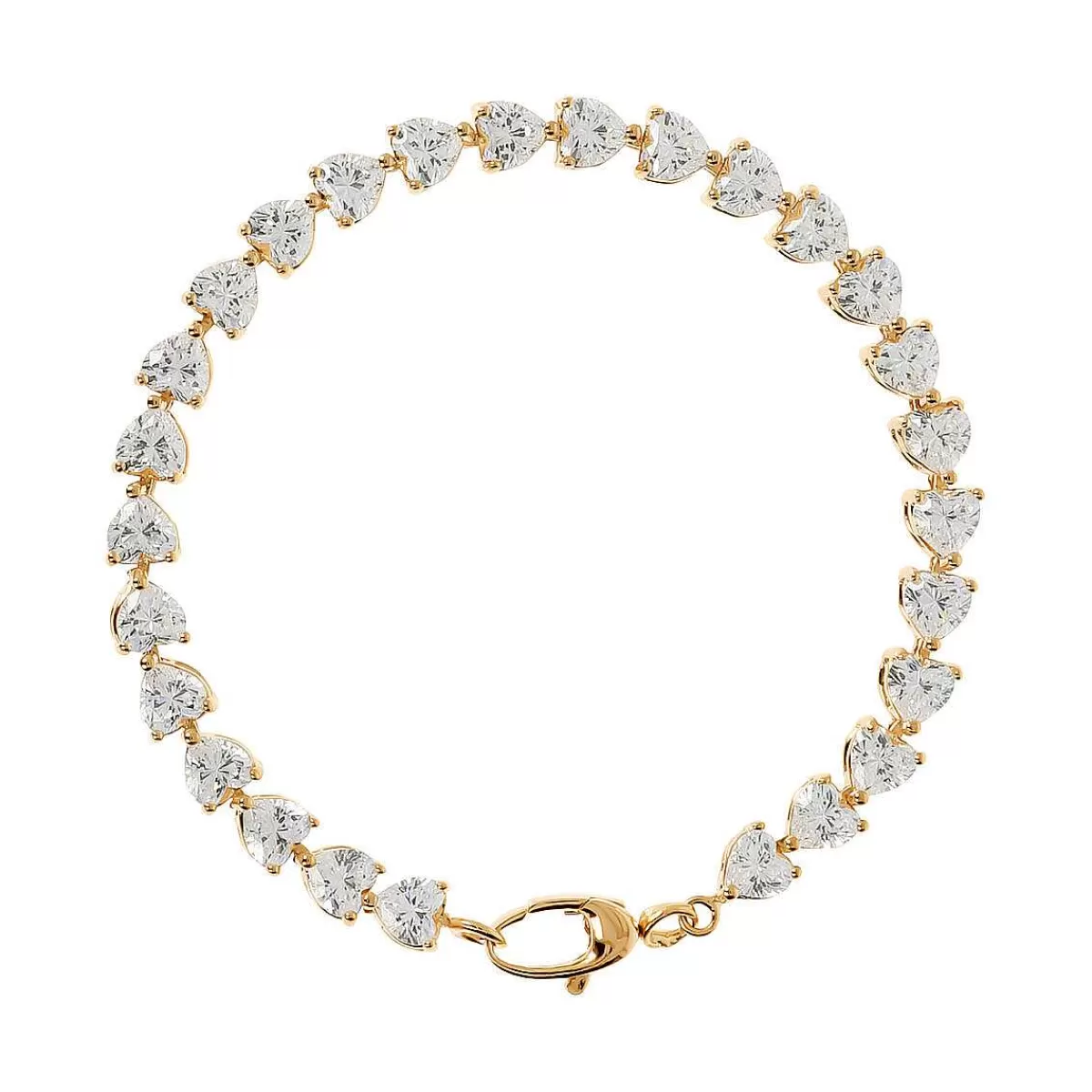Best Sale Bracciale Tennis Dorato Con Cuori Di Zirconi Bracciali