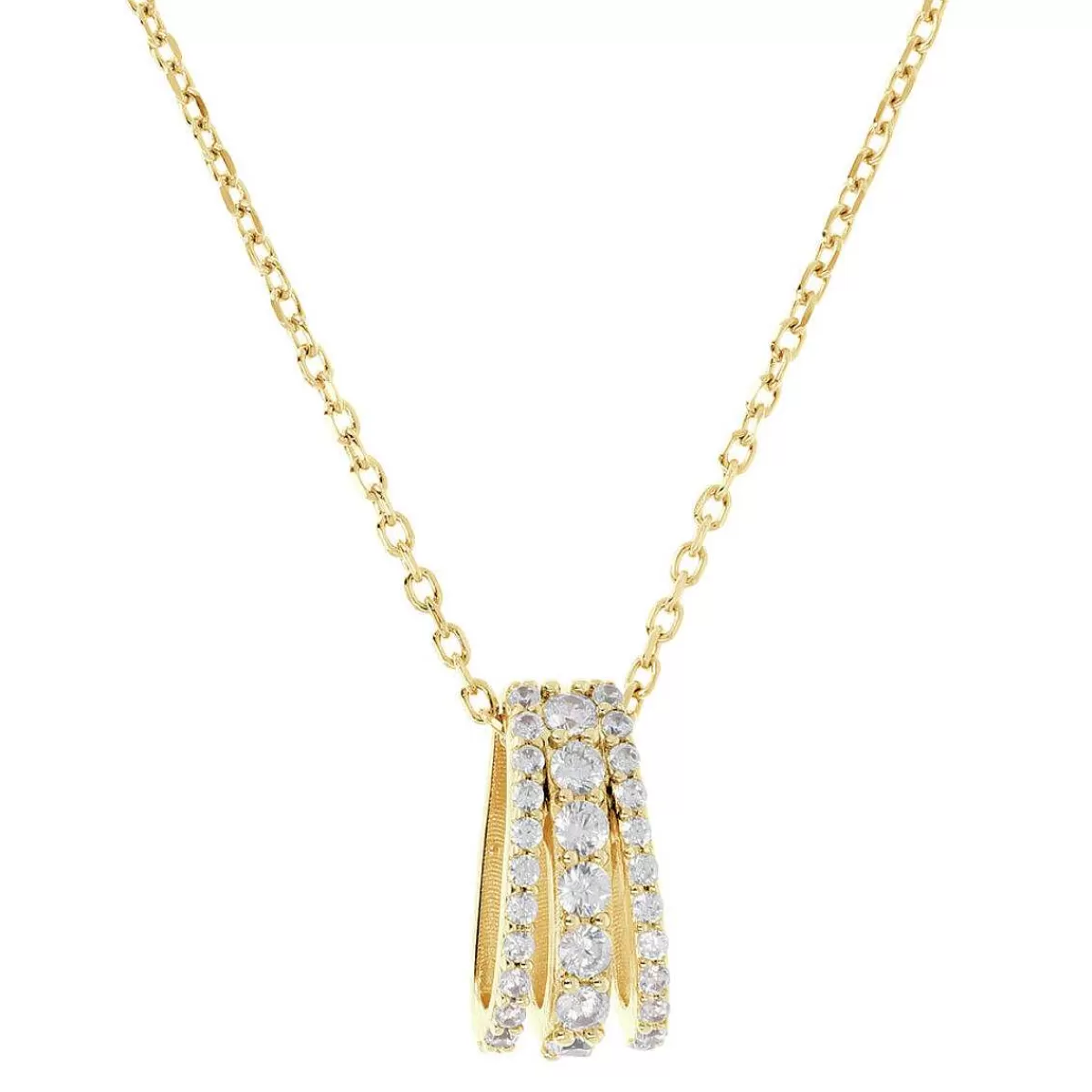 Best Sale Collana A Catena Forzatina Dorata Con Pendente A Triplo Filo Pave In Zirconi Collane