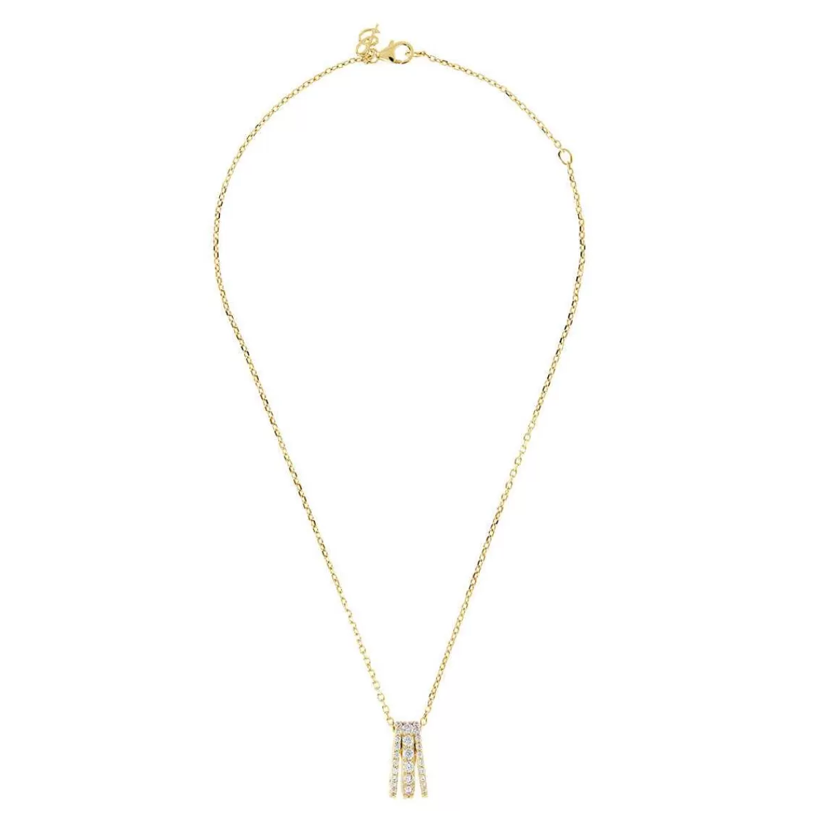 Best Sale Collana A Catena Forzatina Dorata Con Pendente A Triplo Filo Pave In Zirconi Collane