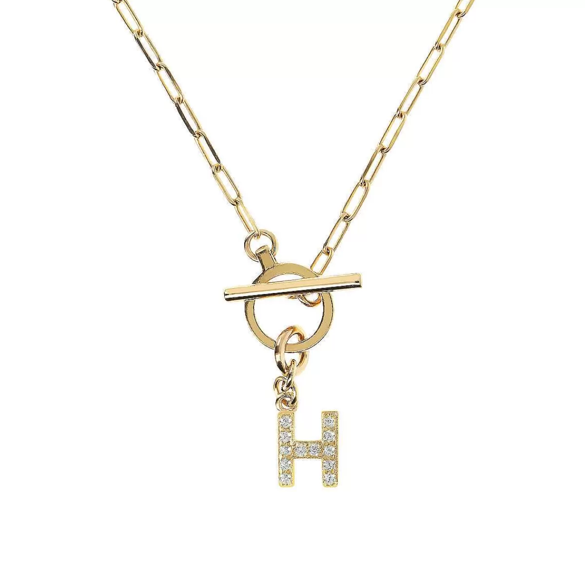 Flash Sale Collana A Catena Forzatina Dorata Con Pendente Lettera In Pave In Zirconi Collane