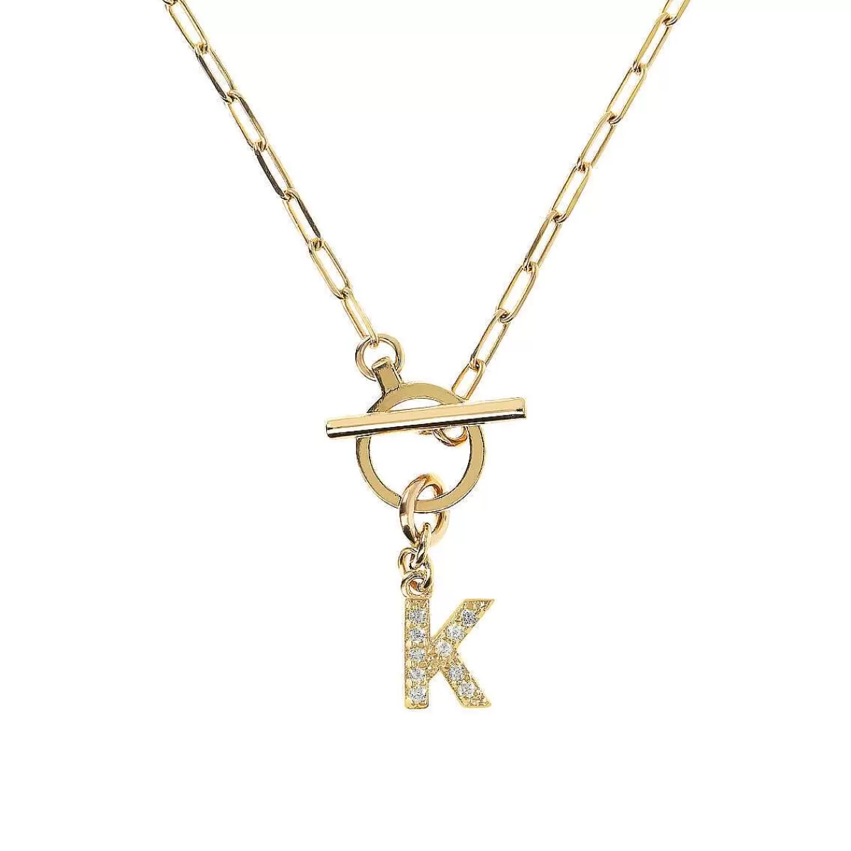 Flash Sale Collana A Catena Forzatina Dorata Con Pendente Lettera In Pave In Zirconi Collane