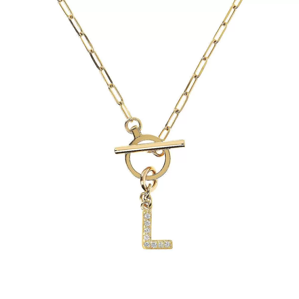 Flash Sale Collana A Catena Forzatina Dorata Con Pendente Lettera In Pave In Zirconi Collane