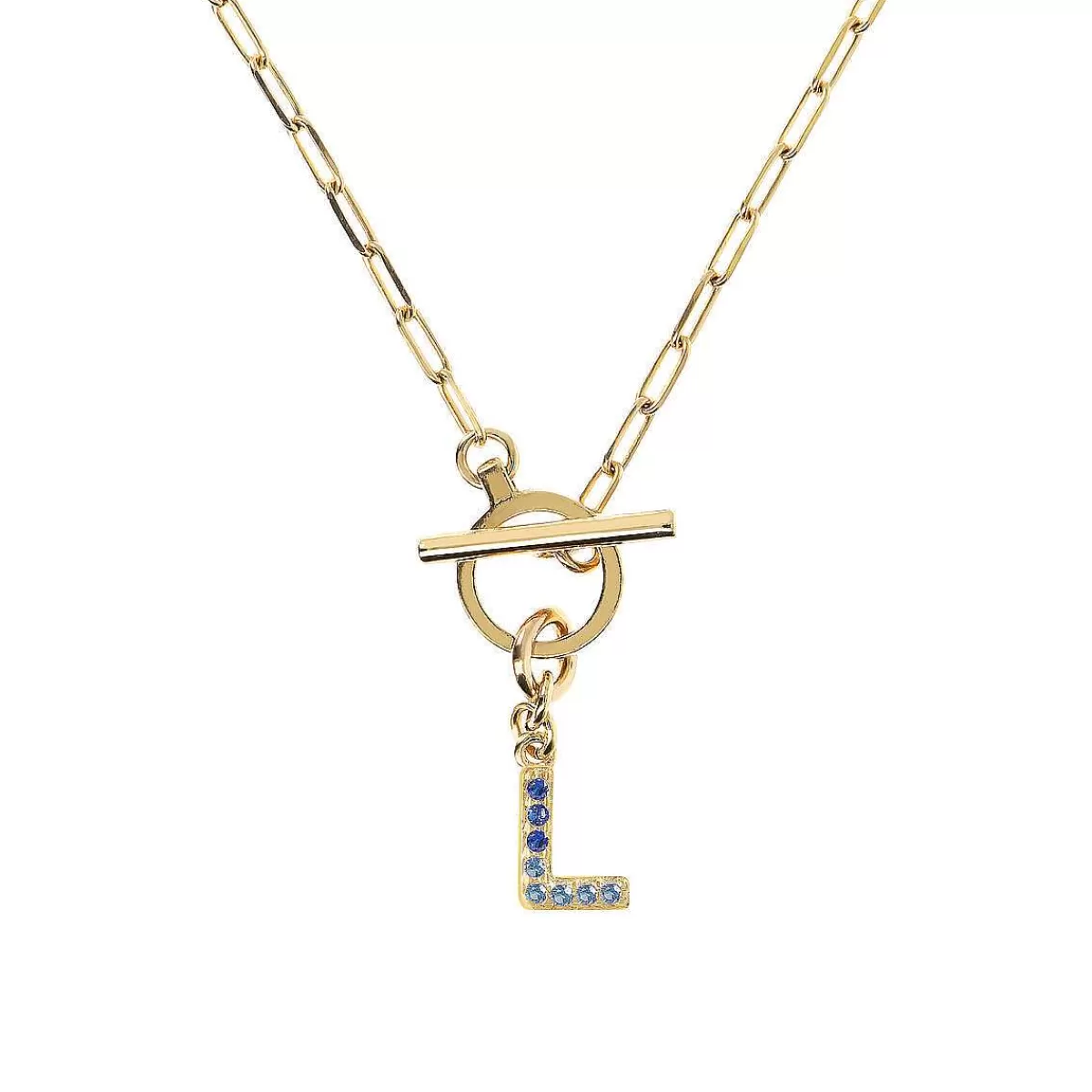 Flash Sale Collana A Catena Forzatina Dorata Con Pendente Lettera In Pave In Zirconi Collane
