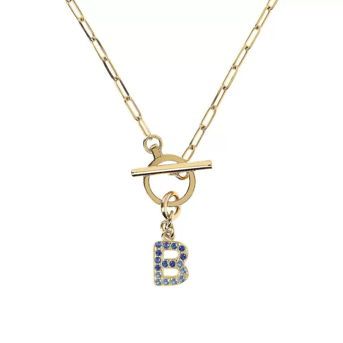 Flash Sale Collana A Catena Forzatina Dorata Con Pendente Lettera In Pave In Zirconi Collane