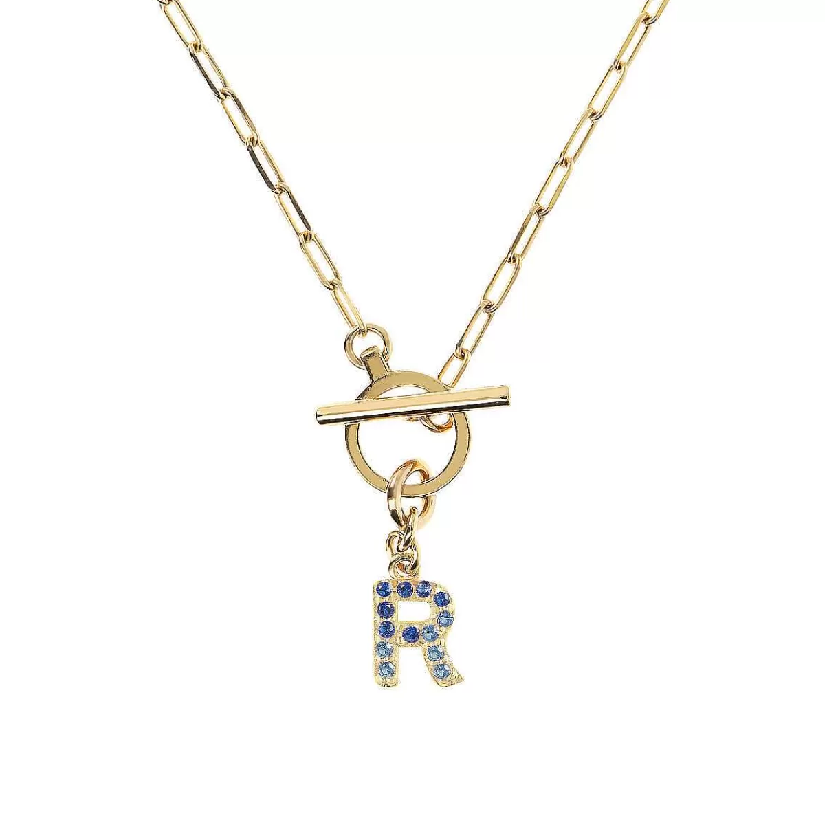Flash Sale Collana A Catena Forzatina Dorata Con Pendente Lettera In Pave In Zirconi Collane