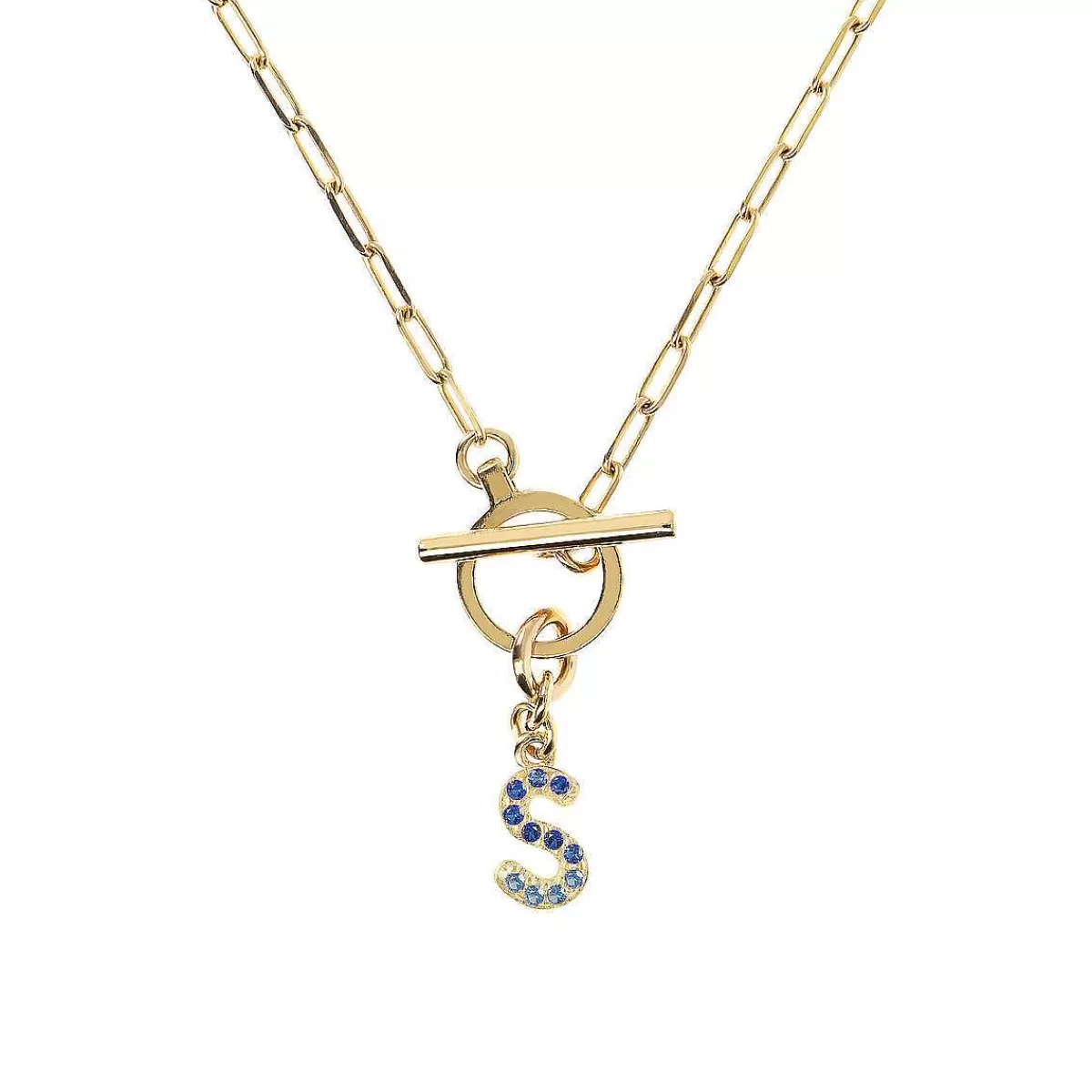 Flash Sale Collana A Catena Forzatina Dorata Con Pendente Lettera In Pave In Zirconi Collane