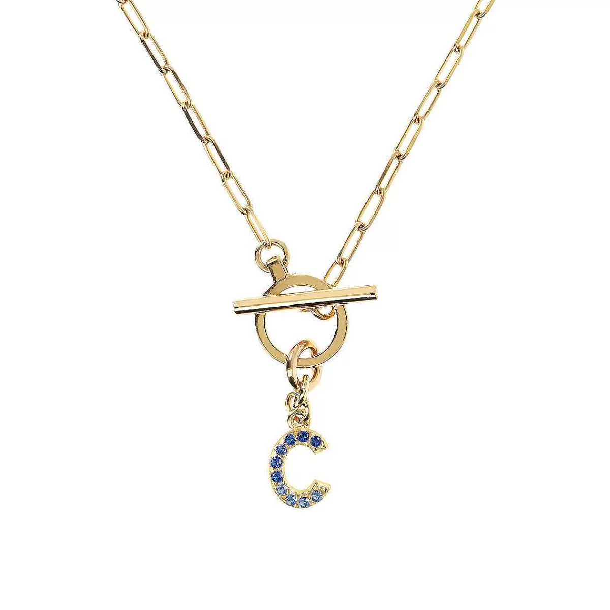Flash Sale Collana A Catena Forzatina Dorata Con Pendente Lettera In Pave In Zirconi Collane