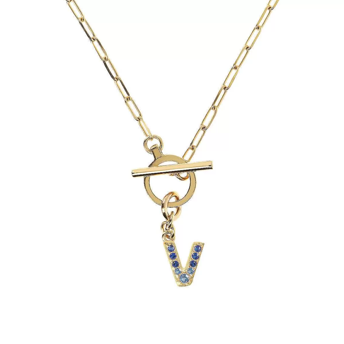Flash Sale Collana A Catena Forzatina Dorata Con Pendente Lettera In Pave In Zirconi Collane