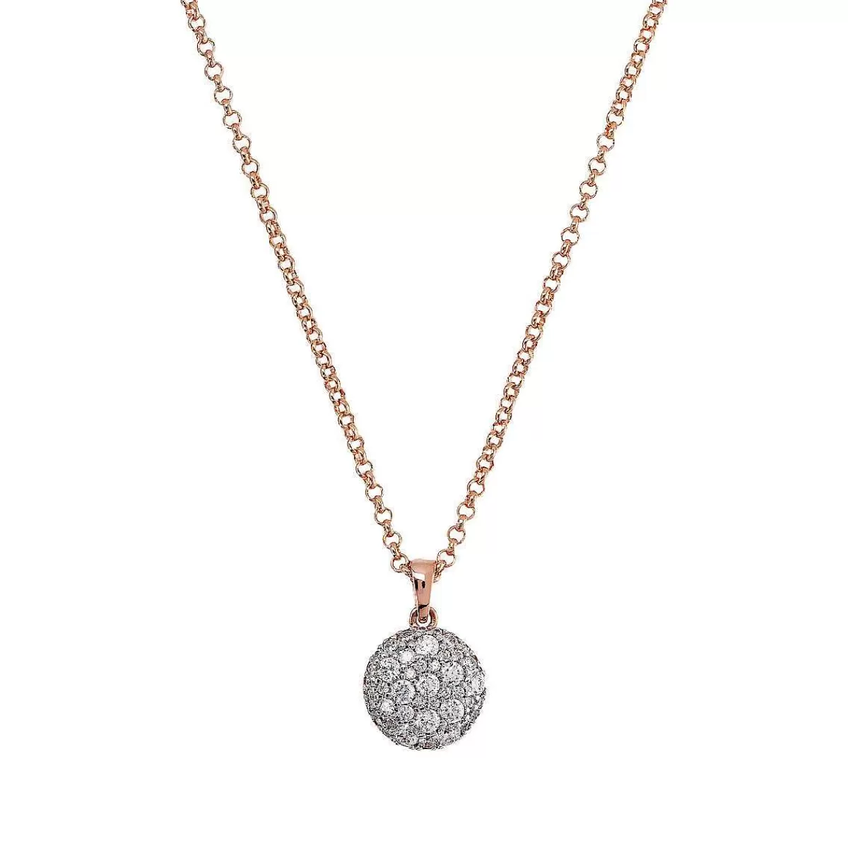 Sale Collana A Catena Rolo Con Pendente Rotondo In Pave Di Zirconi Collane