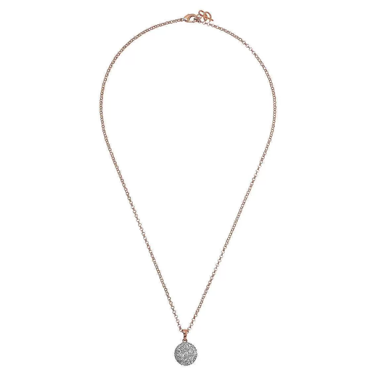 Sale Collana A Catena Rolo Con Pendente Rotondo In Pave Di Zirconi Collane