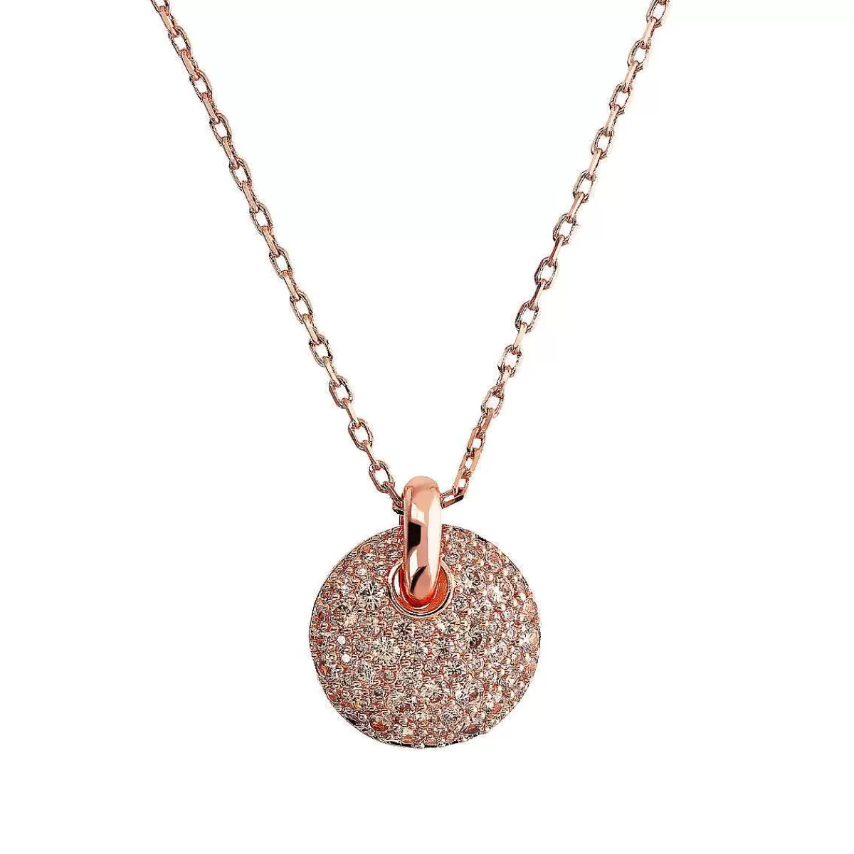 Cheap Collana A Catena Rolo Con Pendente Tondo Traforato E Pave Di Zirconi Collane