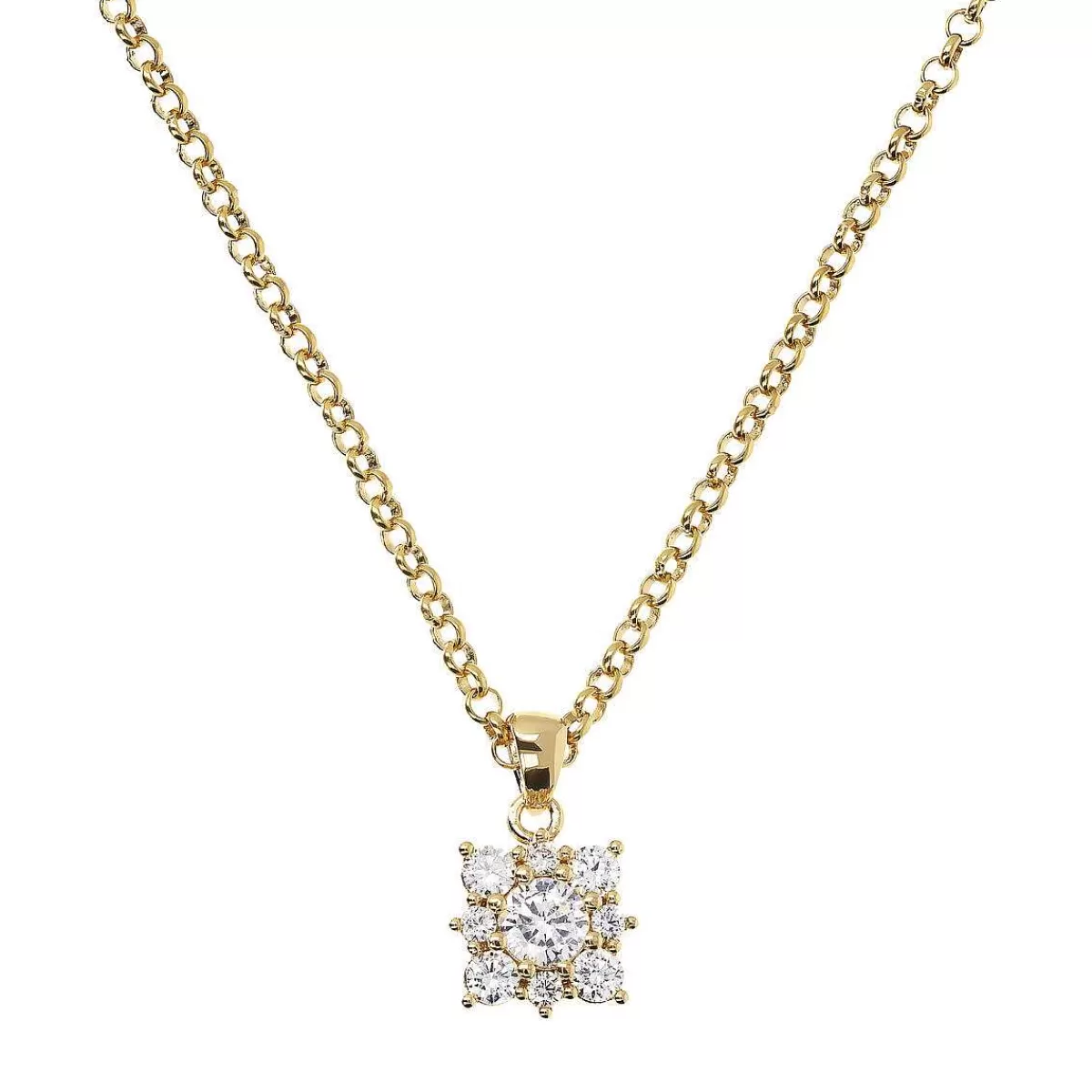 New Collana A Catena Rolo' Dorata Con Pendente A Forma Di Fiore In Zirconi Cubici Collane