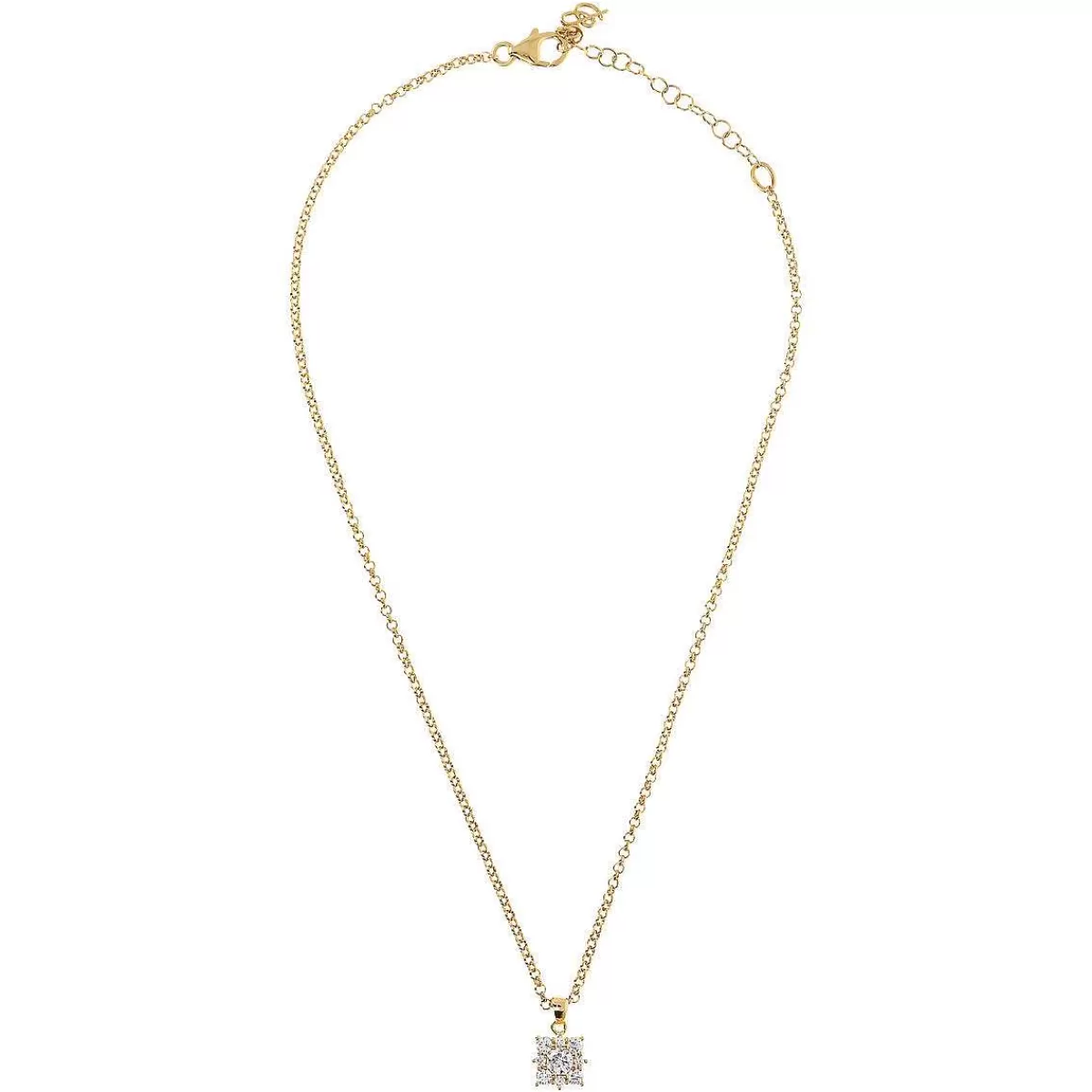 New Collana A Catena Rolo' Dorata Con Pendente A Forma Di Fiore In Zirconi Cubici Collane