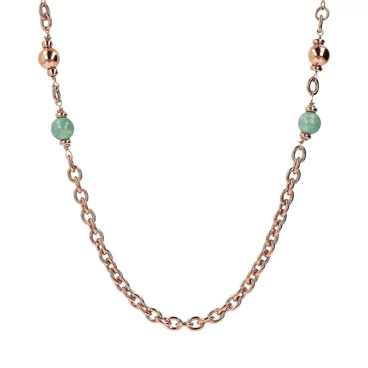 Best Collana A Catena Rolo E Maglie Rettangolari Con Sfere Di Pietra Naturale Di Quarzite Collane