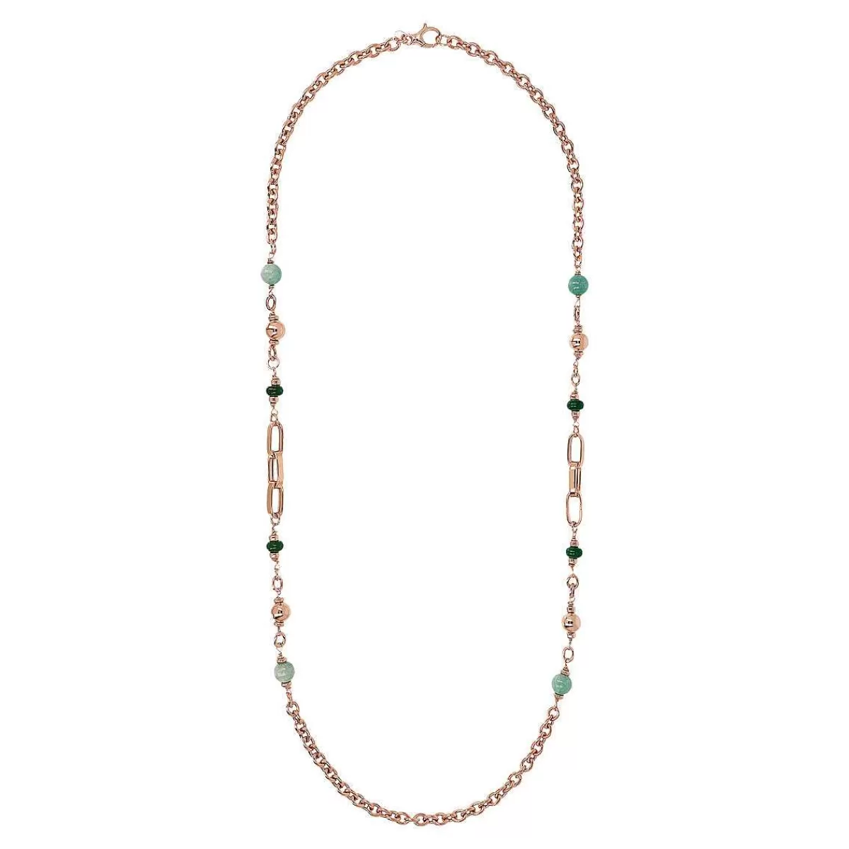 Best Collana A Catena Rolo E Maglie Rettangolari Con Sfere Di Pietra Naturale Di Quarzite Collane