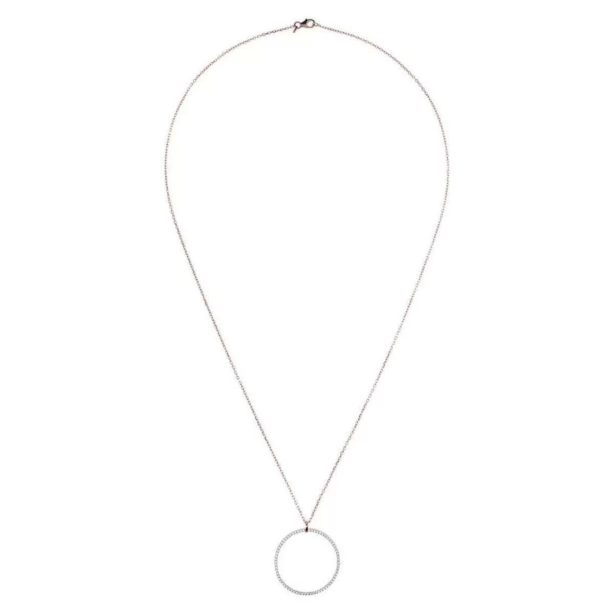 Store Collana Catena Forzatina Con Pendente Cerchio In Pave Collane