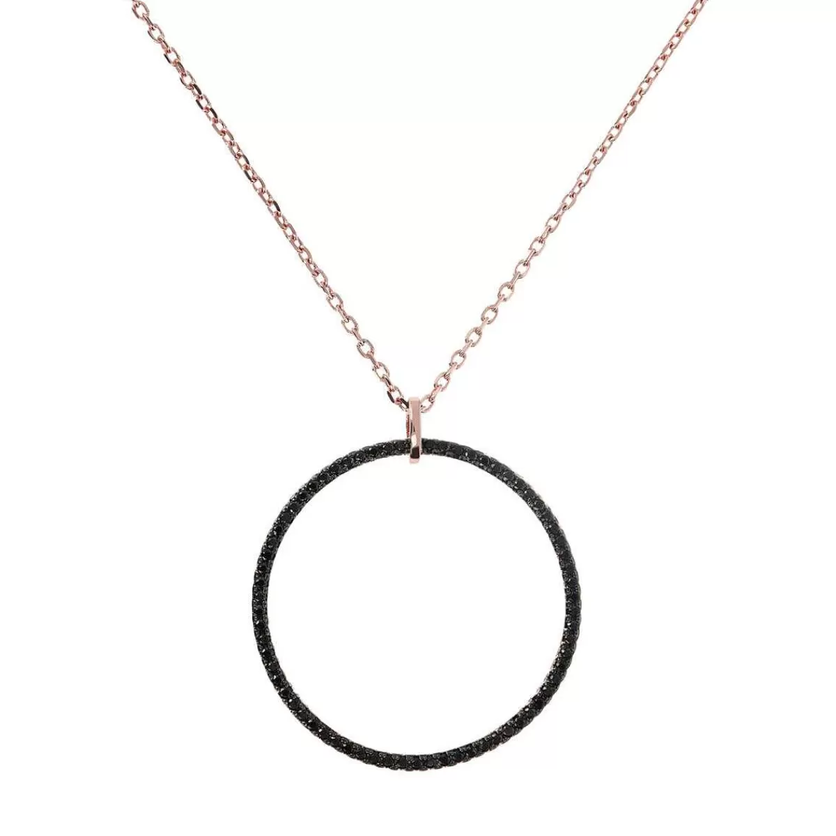 Store Collana Catena Forzatina Con Pendente Cerchio In Pave Collane