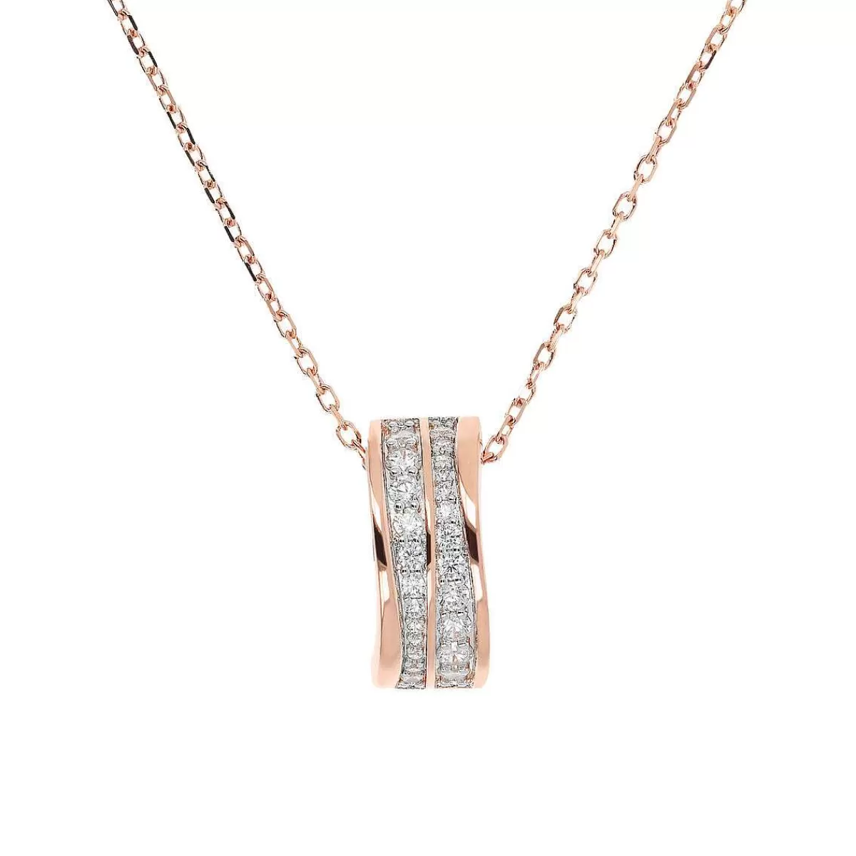 Store Collana Catena Forzatina Con Pendente Doppia Onda Con Cubic Zirconia Collane