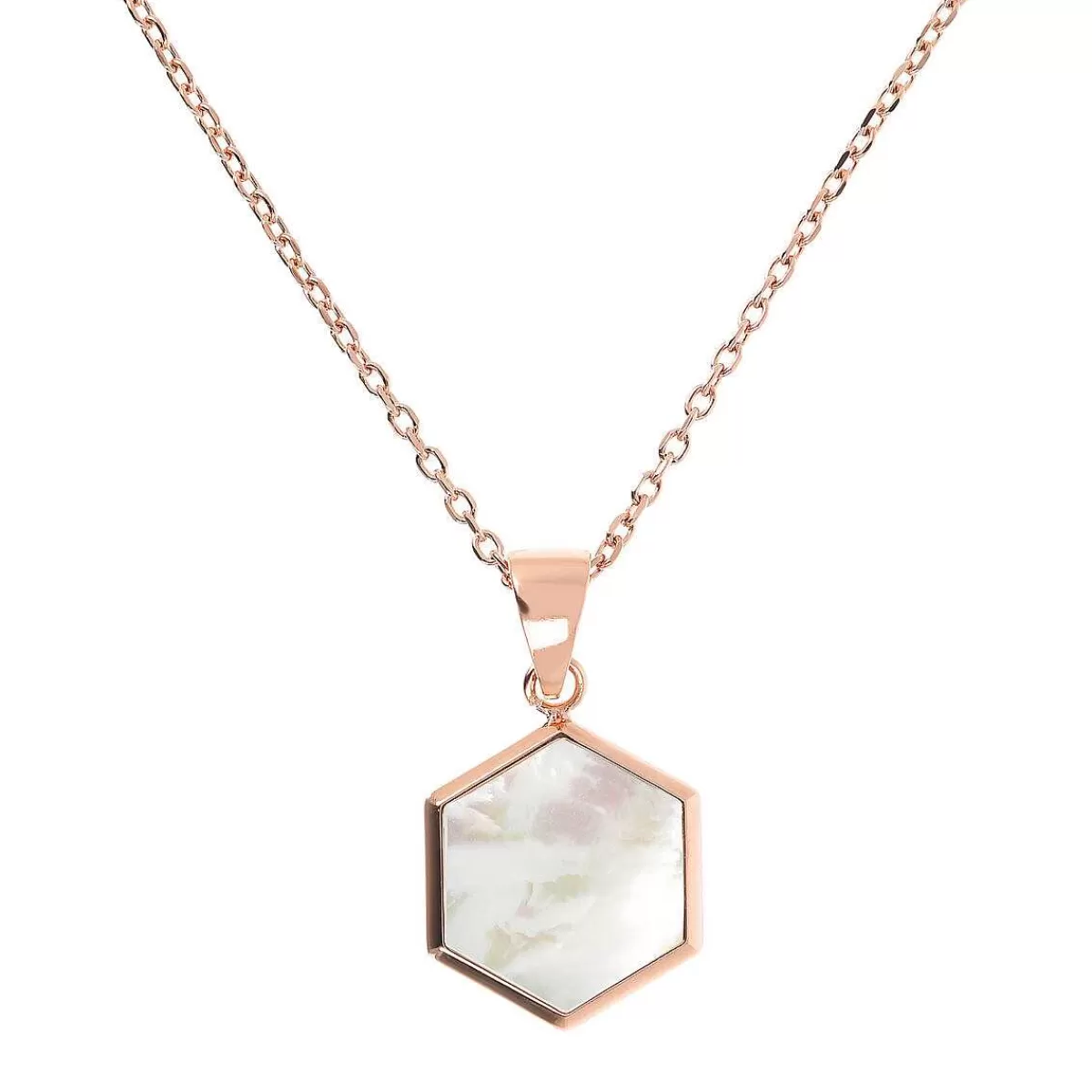 Sale Collana Catena Forzatina Con Piccolo Pendente Esagono In Pietra Naturale Collane