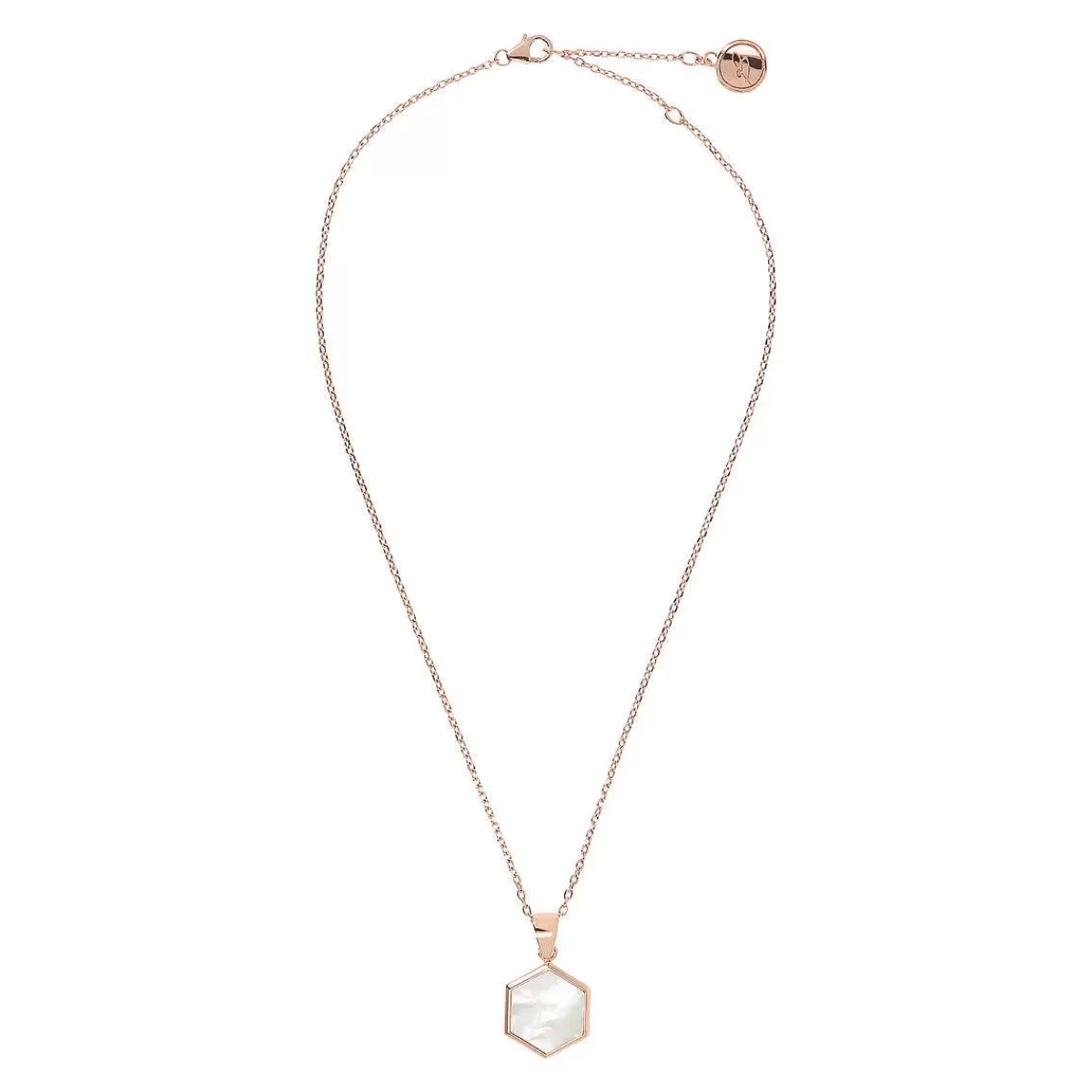 Sale Collana Catena Forzatina Con Piccolo Pendente Esagono In Pietra Naturale Collane