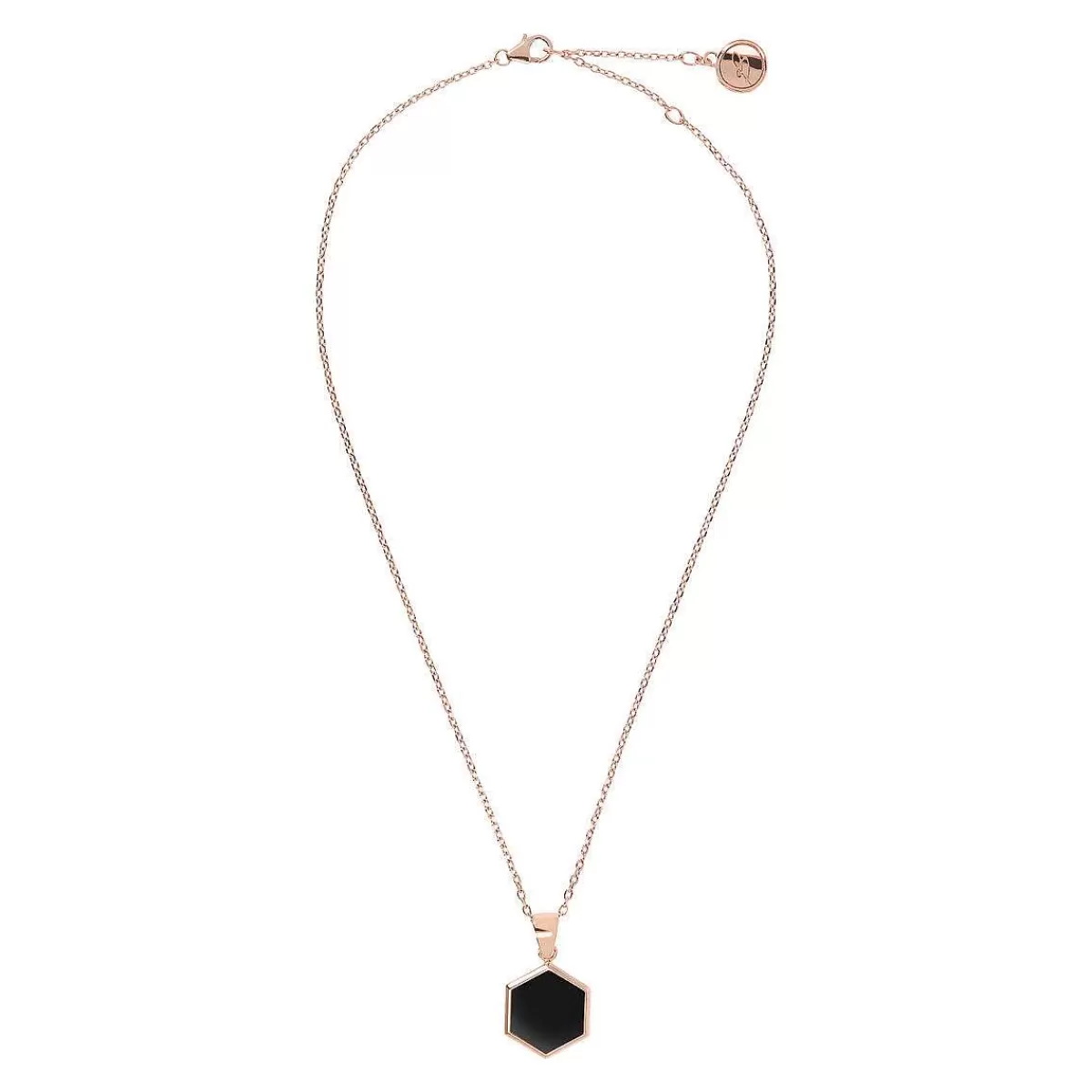 Sale Collana Catena Forzatina Con Piccolo Pendente Esagono In Pietra Naturale Collane