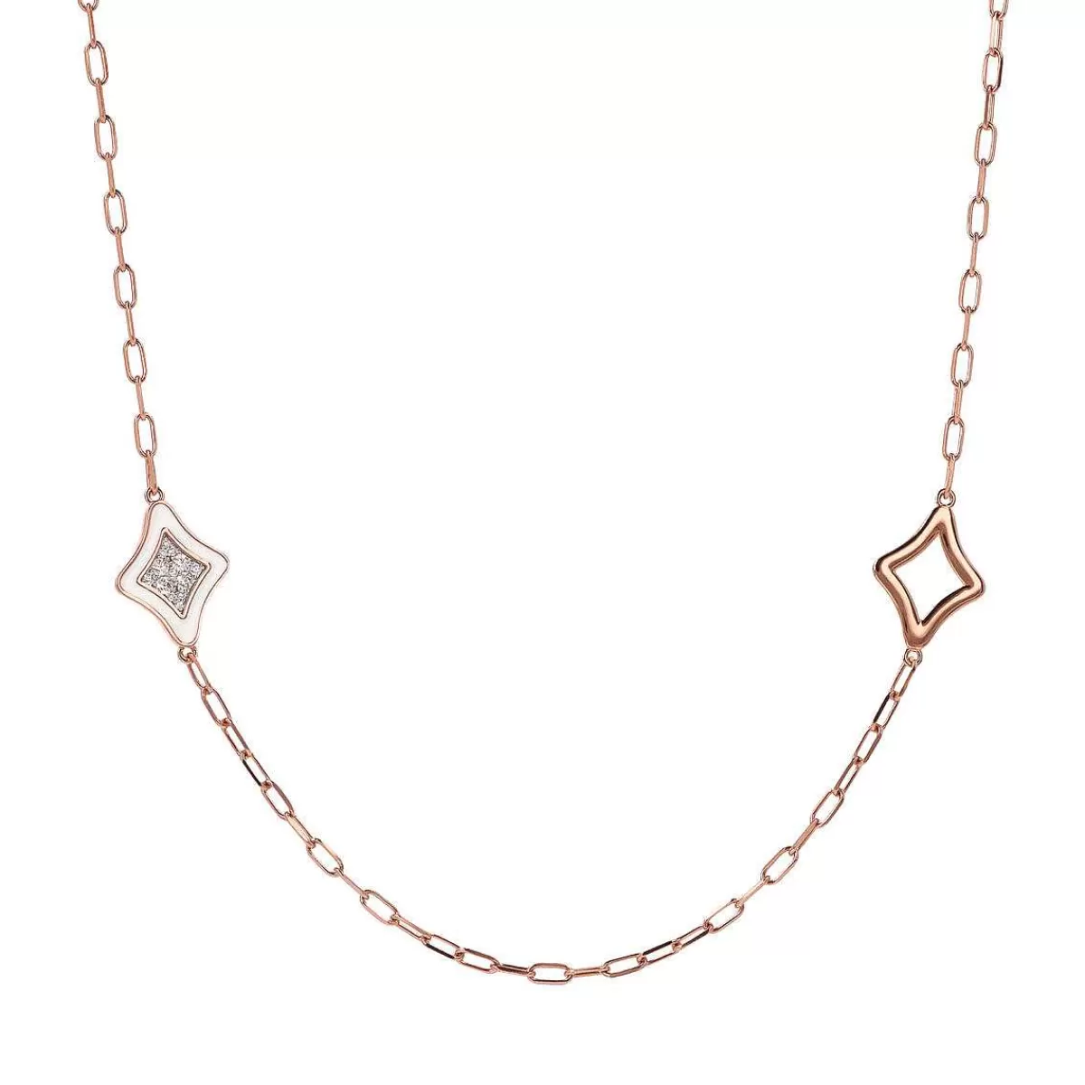 Shop Collana Catena Forzatina Con Stazioni Etoile Smaltate E Pave Di Cubic Zirconia Collane