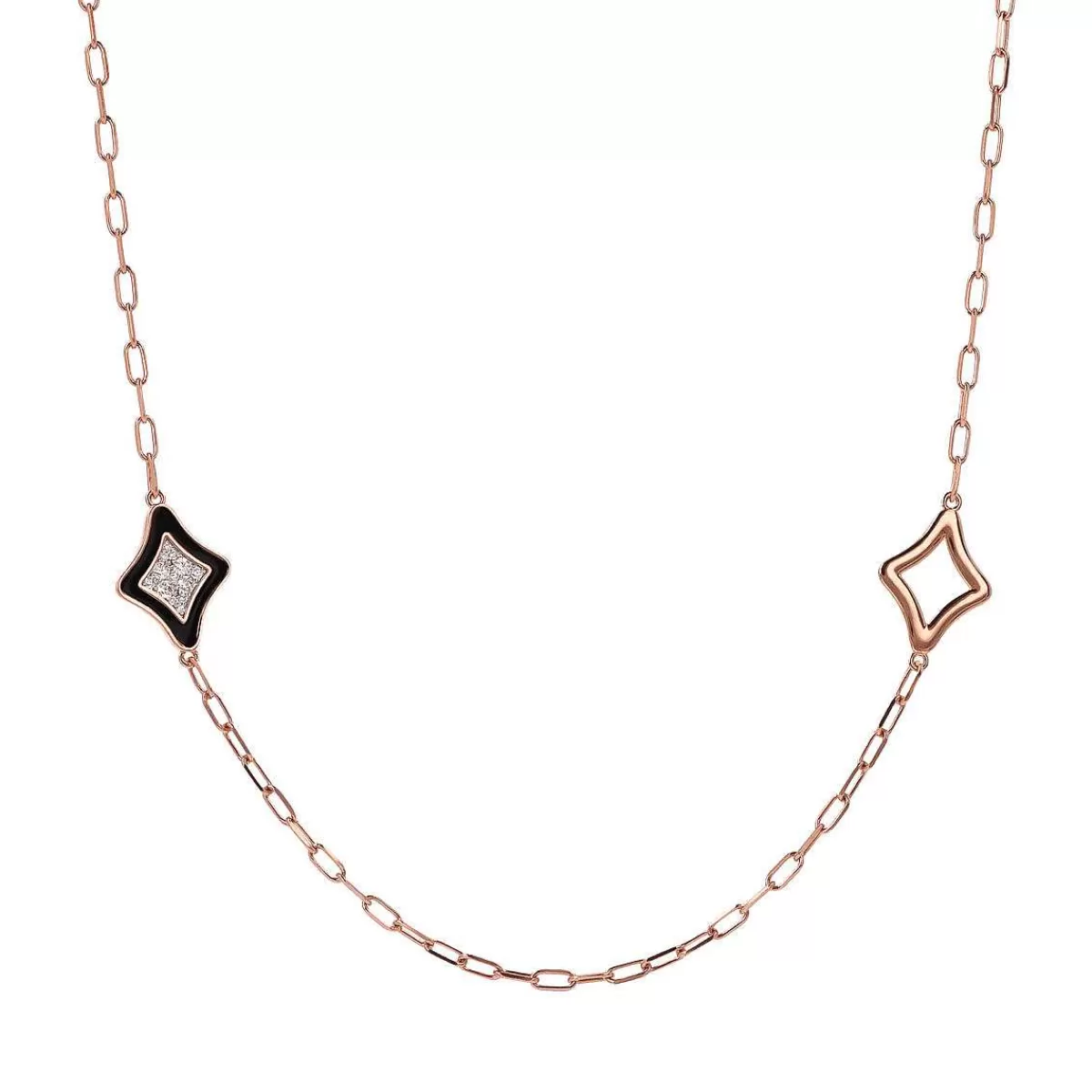 Shop Collana Catena Forzatina Con Stazioni Etoile Smaltate E Pave Di Cubic Zirconia Collane