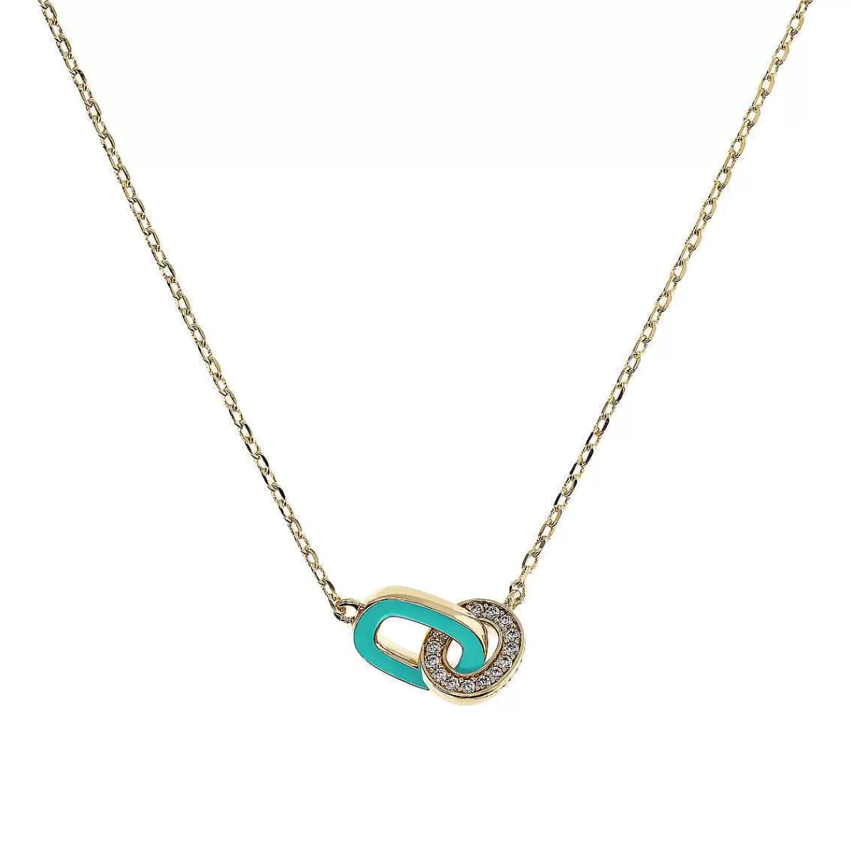 Outlet Collana Catena Forzatina Dorata Con Doppia Maglia Smaltata E Pave Di Cubic Zirconia Collane
