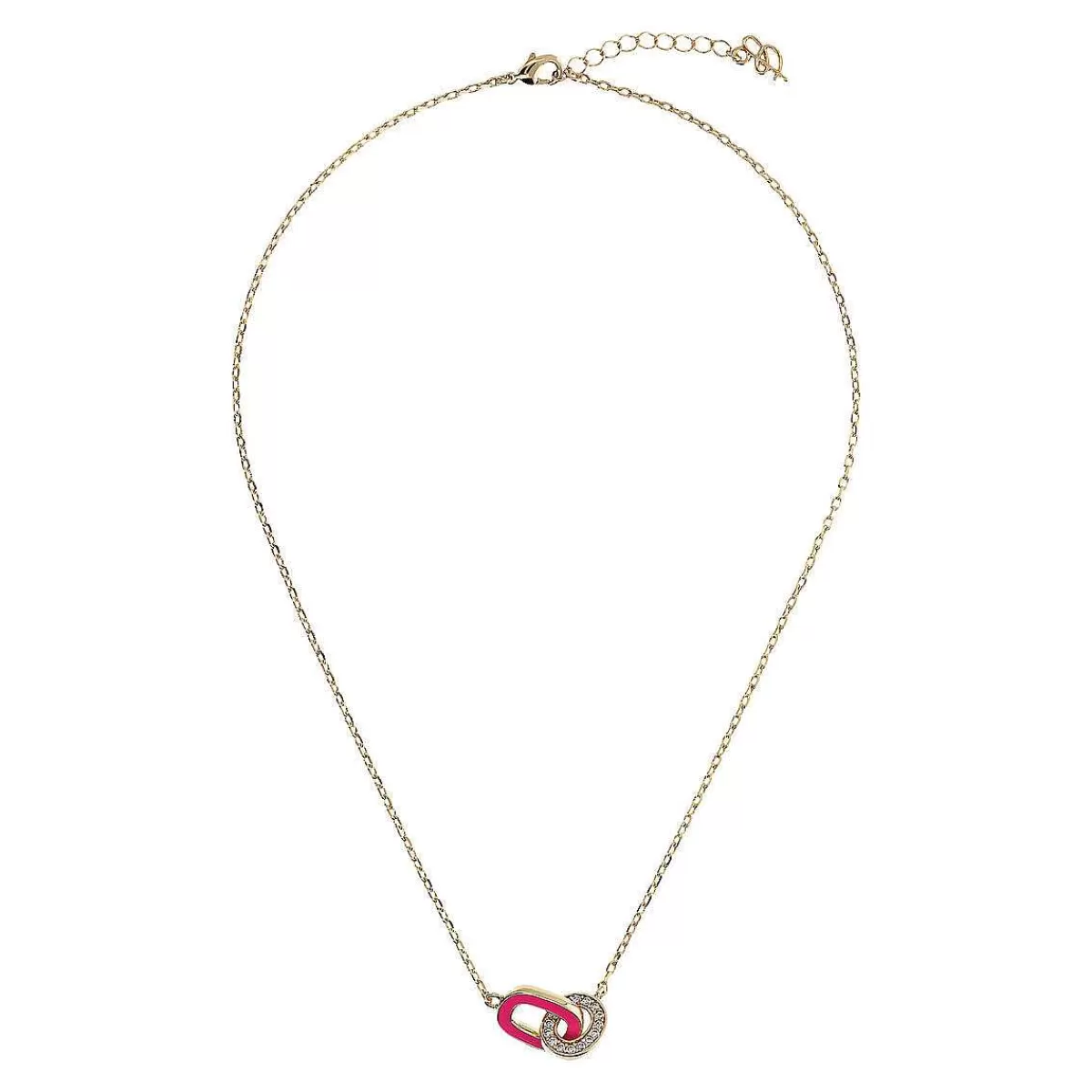Outlet Collana Catena Forzatina Dorata Con Doppia Maglia Smaltata E Pave Di Cubic Zirconia Collane