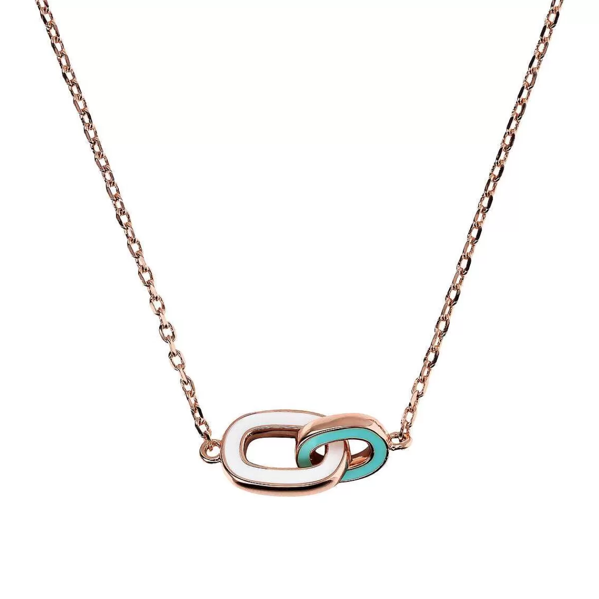 Sale Collana Catena Forzatina E Pendente Bicolore Con Doppia Maglia Smaltata Collane