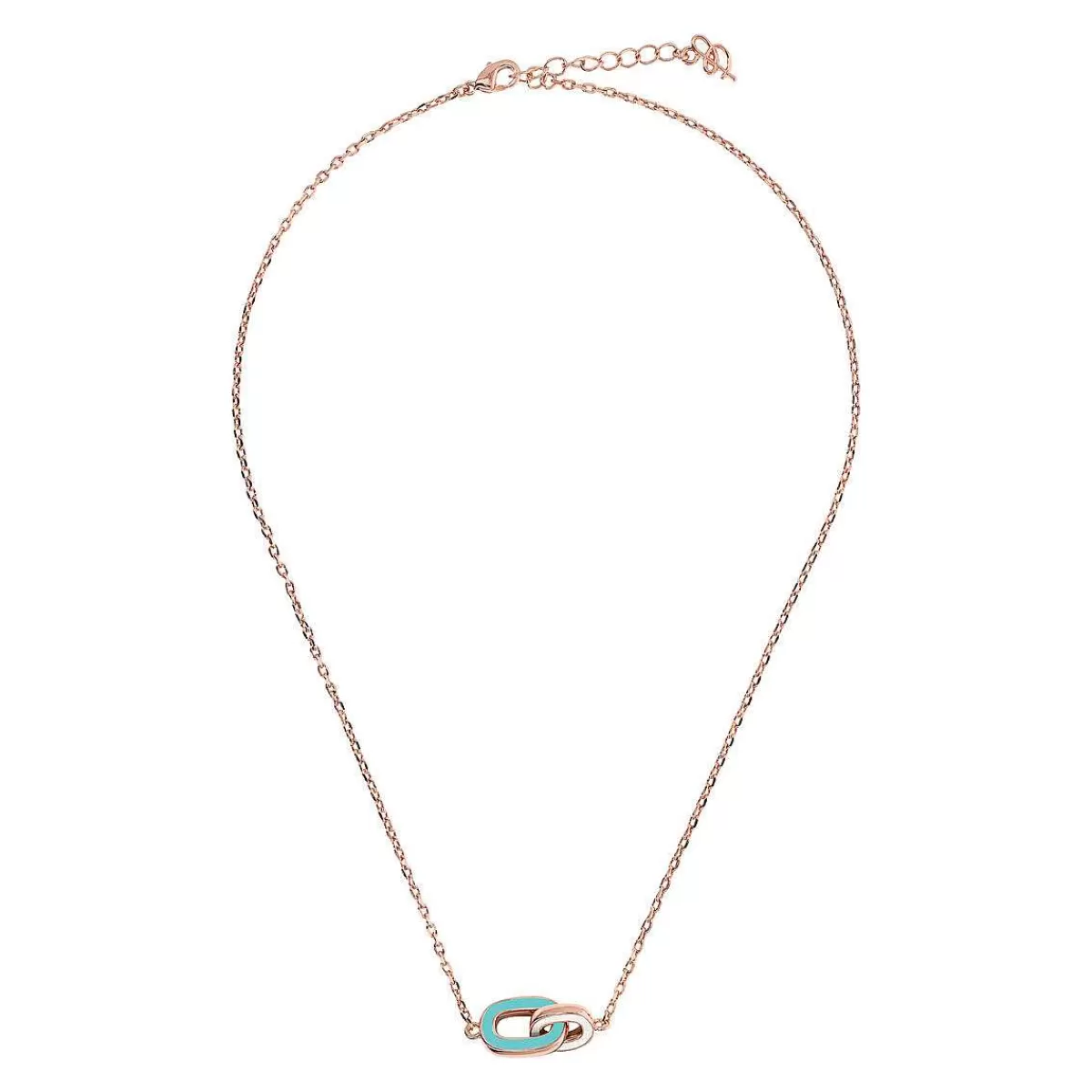 Sale Collana Catena Forzatina E Pendente Bicolore Con Doppia Maglia Smaltata Collane