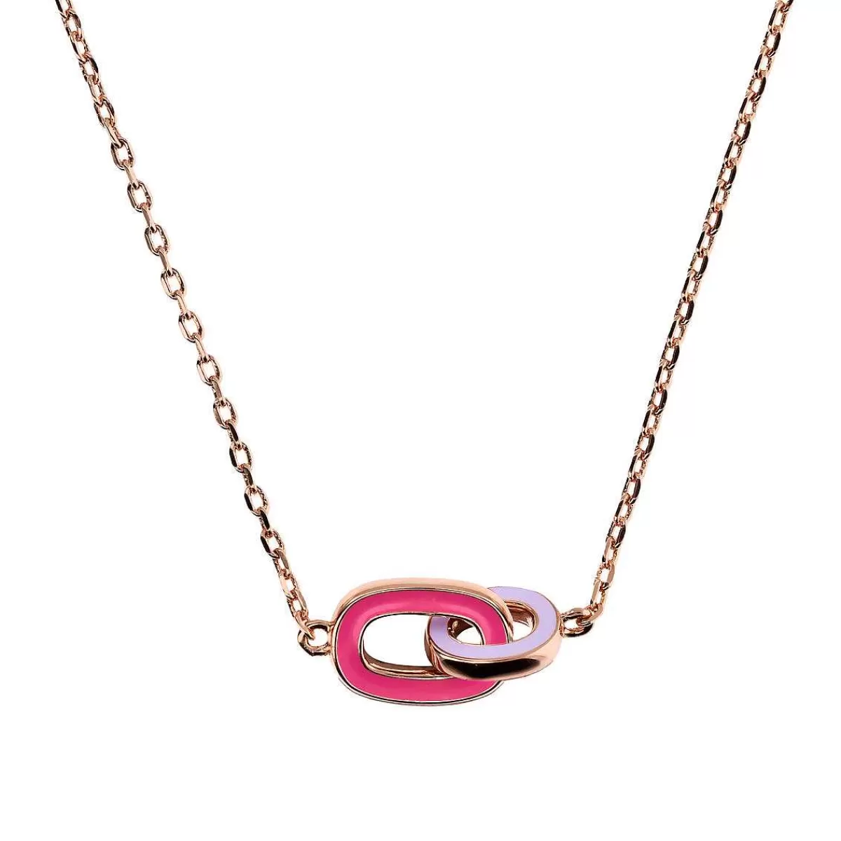 Sale Collana Catena Forzatina E Pendente Bicolore Con Doppia Maglia Smaltata Collane