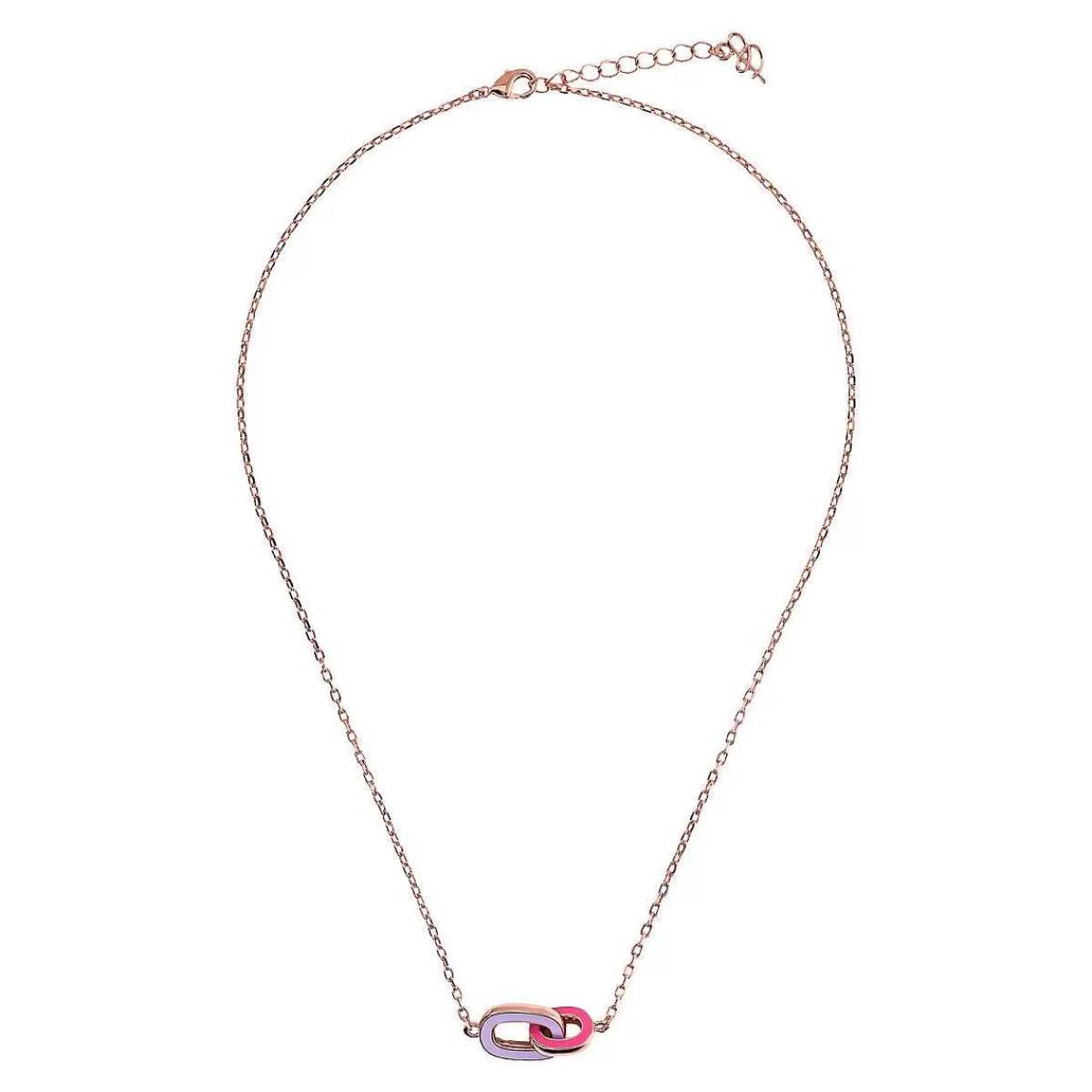 Sale Collana Catena Forzatina E Pendente Bicolore Con Doppia Maglia Smaltata Collane