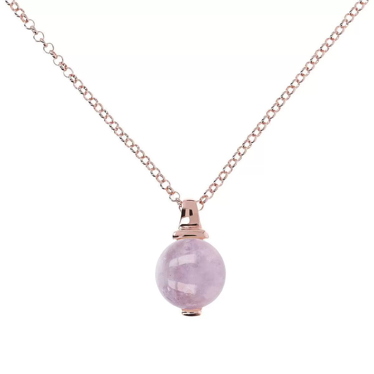 Clearance Collana Catena Rolo Con Pendente Sfera Piccola In Pietra Naturale Collane