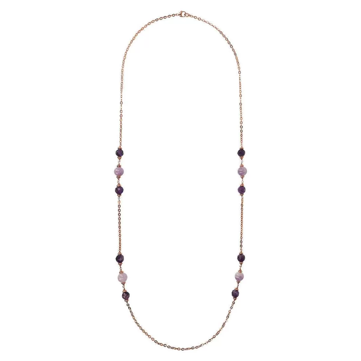 Fashion Collana Catena Rolo Con Rondelle E Sfere Di Ametista Viola Collane