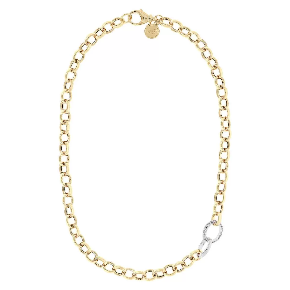 Cheap Collana Catena Rolo Dorata Ed Elemento Pave In Cubic Zirconia Collane