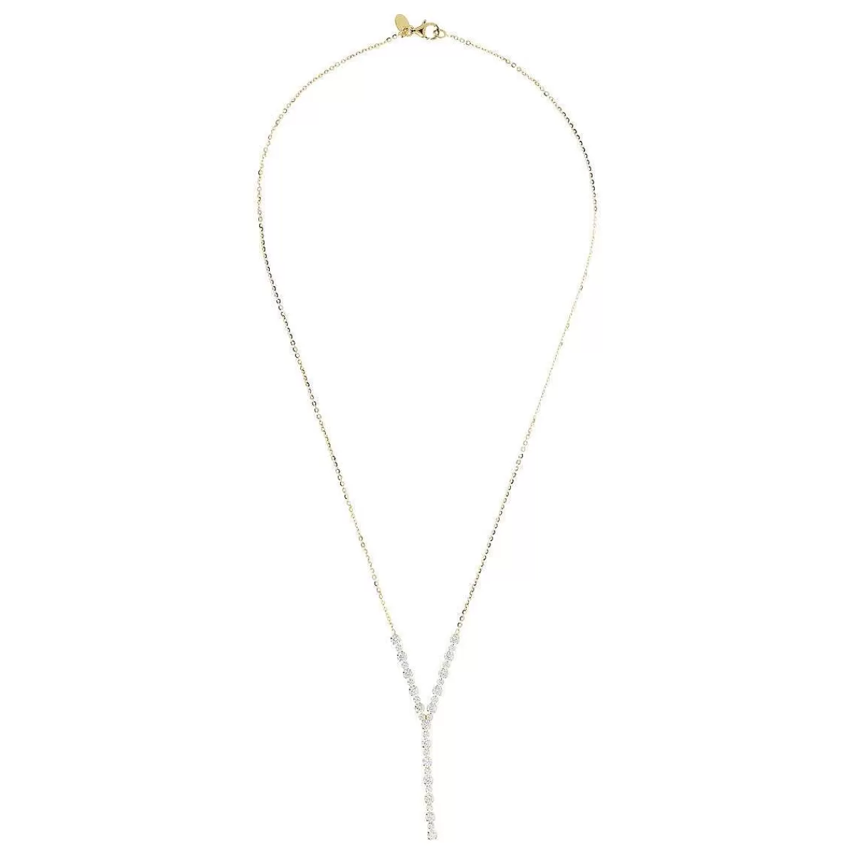 New Collana Con Cravatta Dorata Con Centrotavola Tennis In Zirconi Cubici Collane