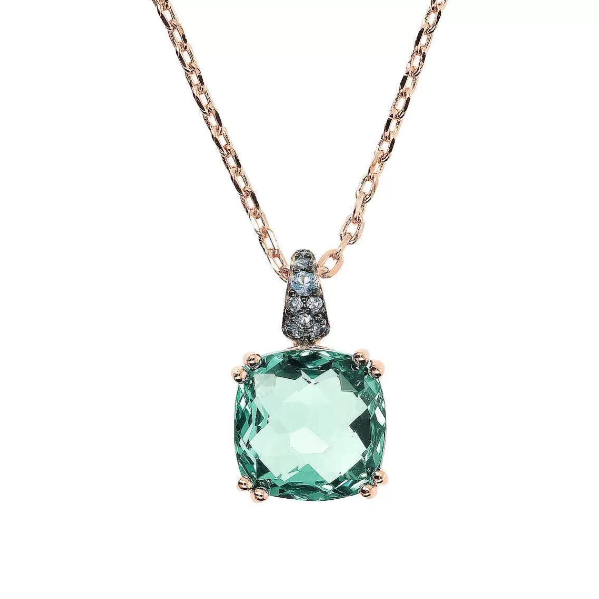 New Collana Con Gemma Prisma Quadrata E Pave Collane