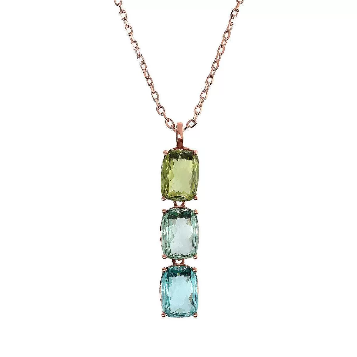 Cheap Collana Con Gemme Prisma Verde E Blu Taglio Mosaico Collane