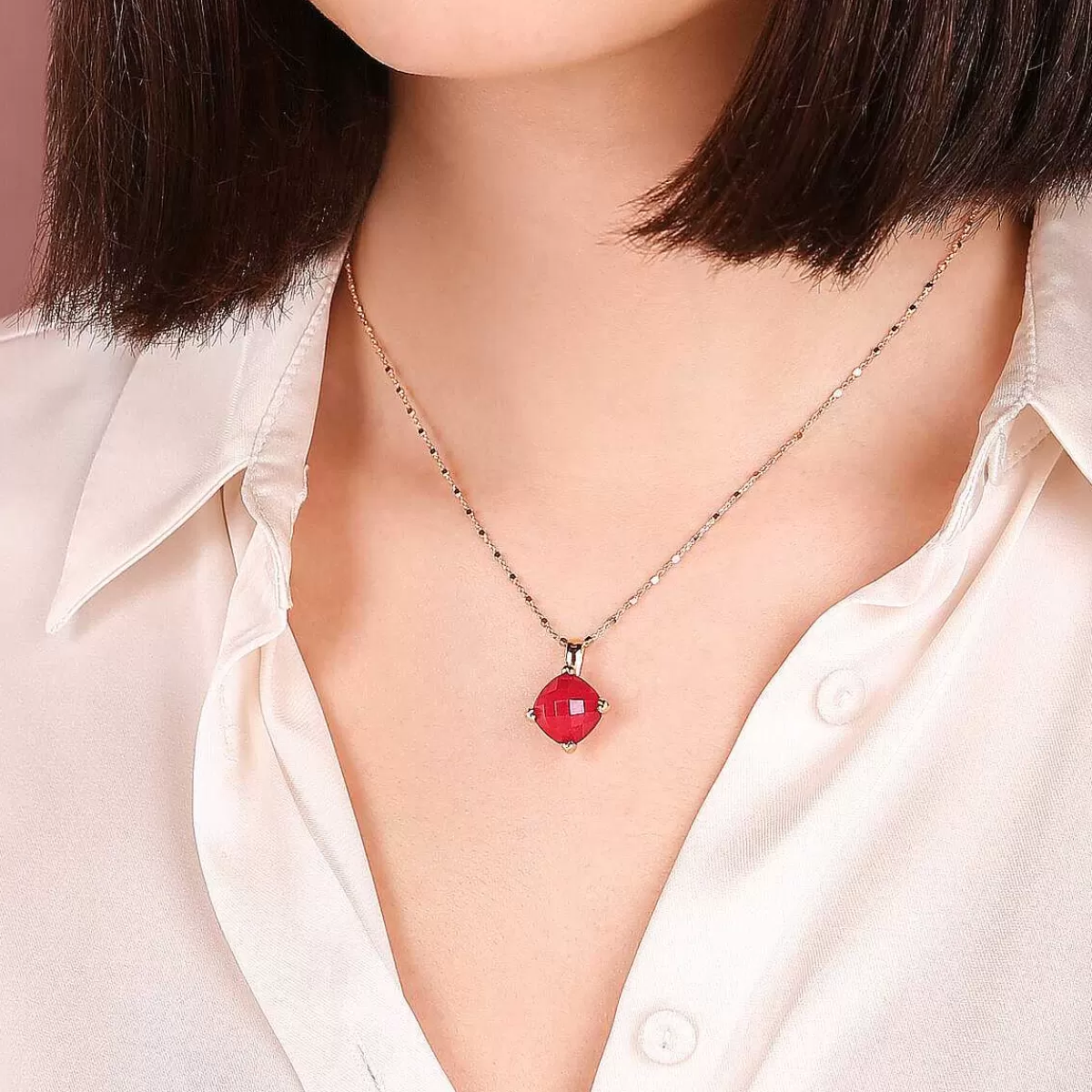 Cheap Collana Con Pendente In Pietra Naturale E Castoni A Cuore Collane