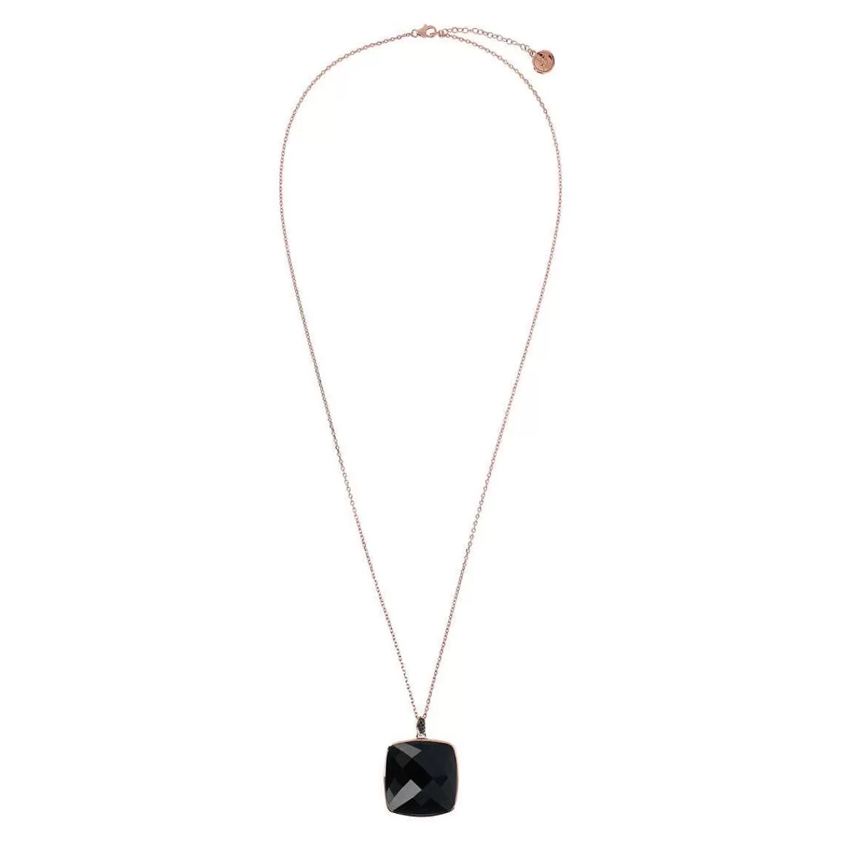Outlet Collana Con Pendente In Pietra Naturale Quadrata E Pave Collane
