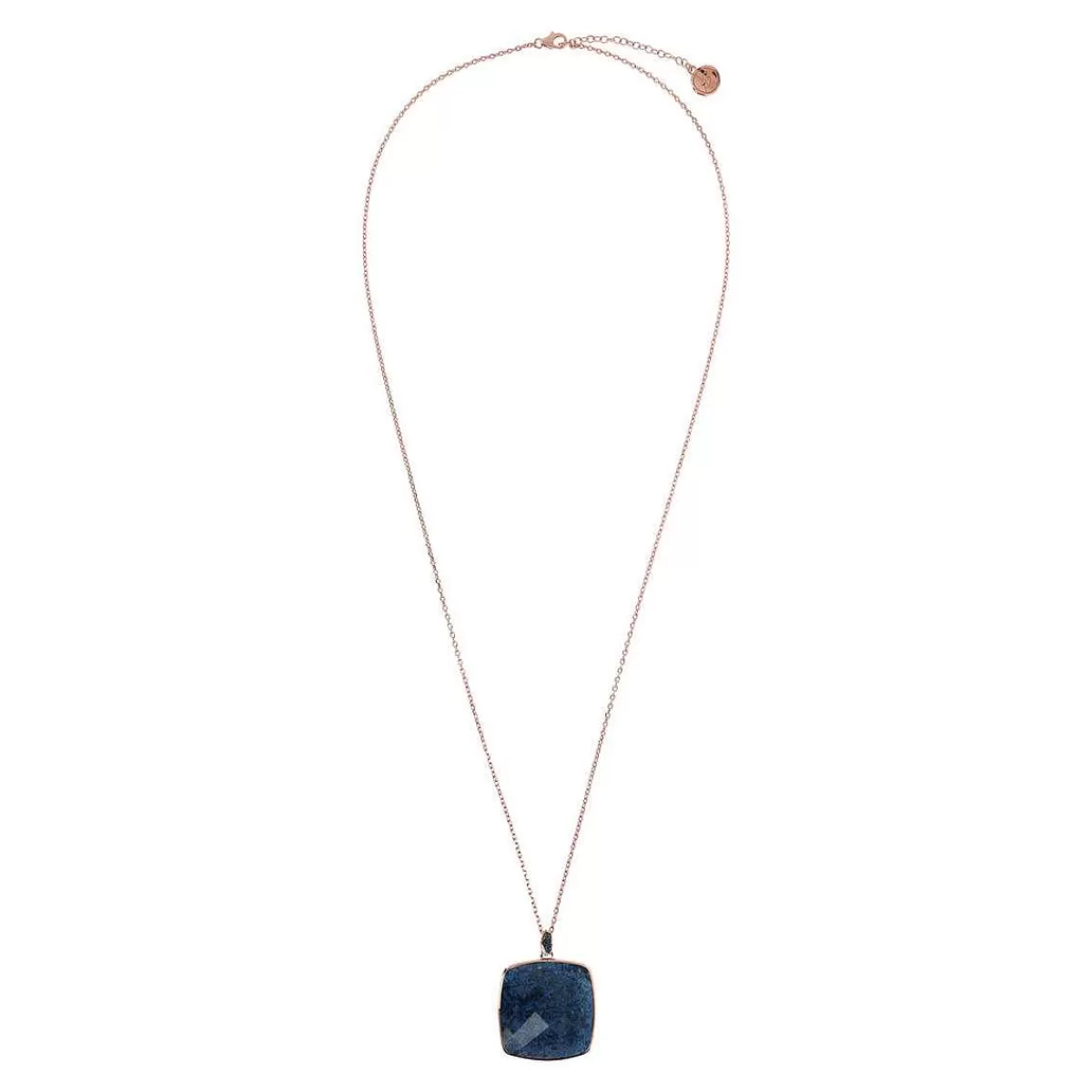 Outlet Collana Con Pendente In Pietra Naturale Quadrata E Pave Collane