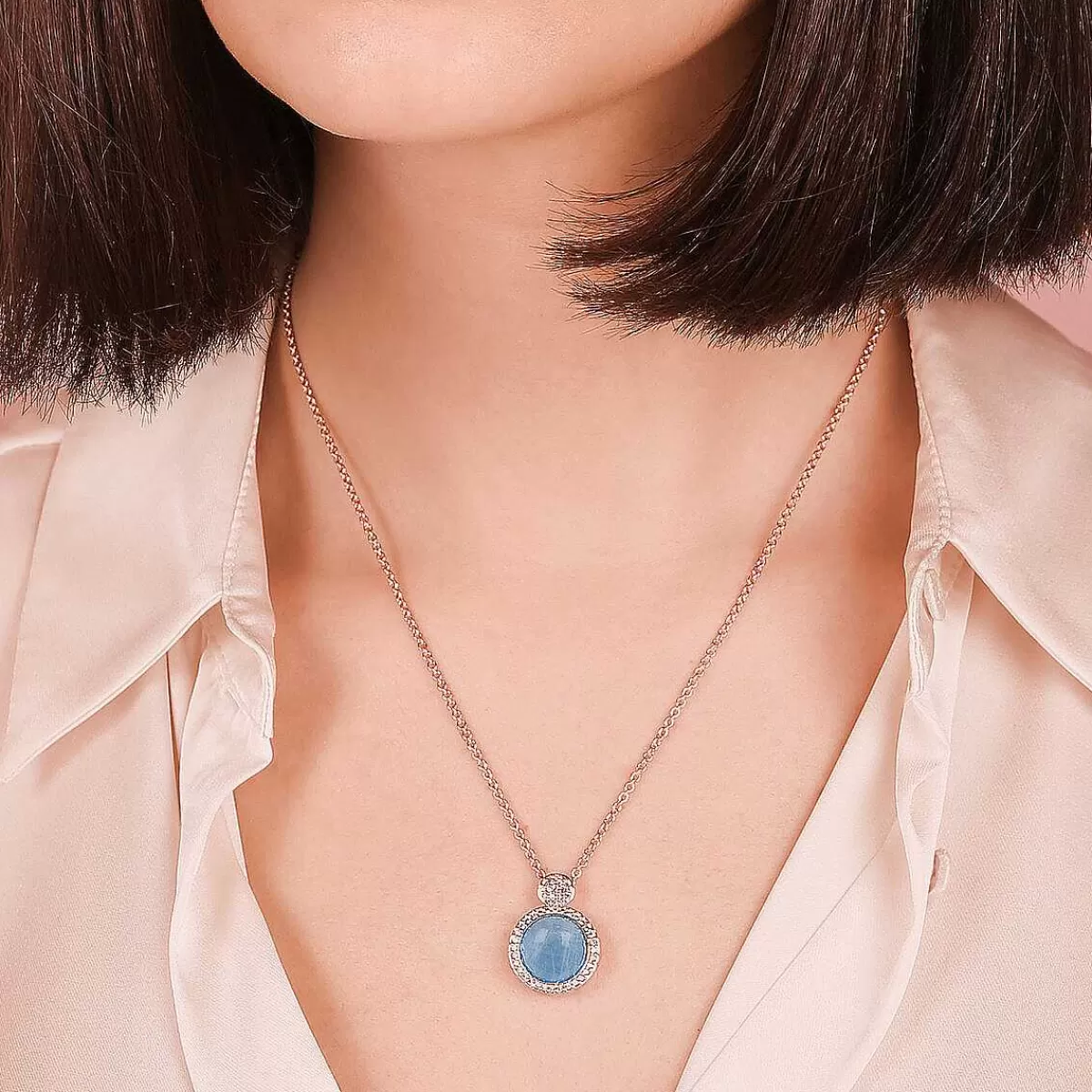 Discount Collana Con Pendente In Pietra Naturale Tonda E Pave Di Cubic Zirconia Collane