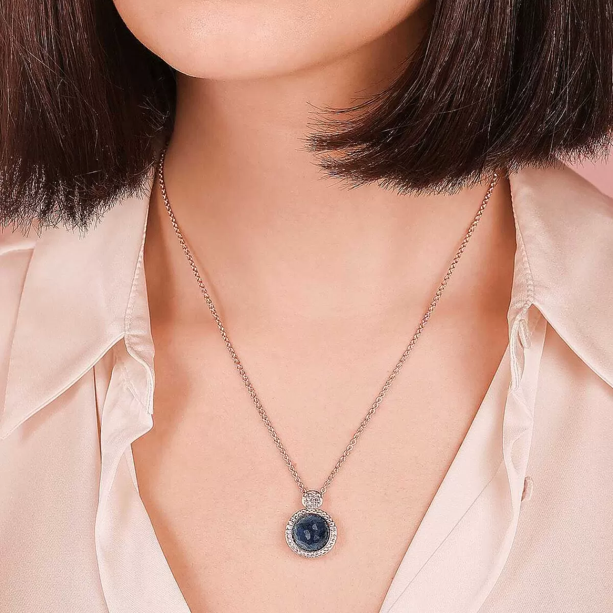 Discount Collana Con Pendente In Pietra Naturale Tonda E Pave Di Cubic Zirconia Collane