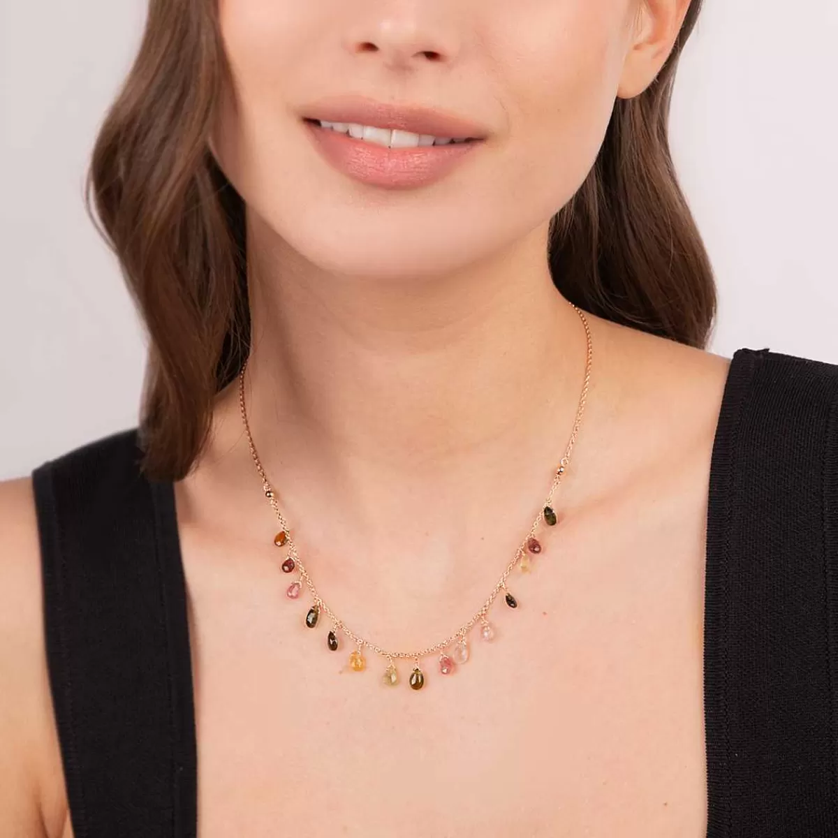 Cheap Collana Con Pendenti A Goccia Di Tormaline Multicolori Collane