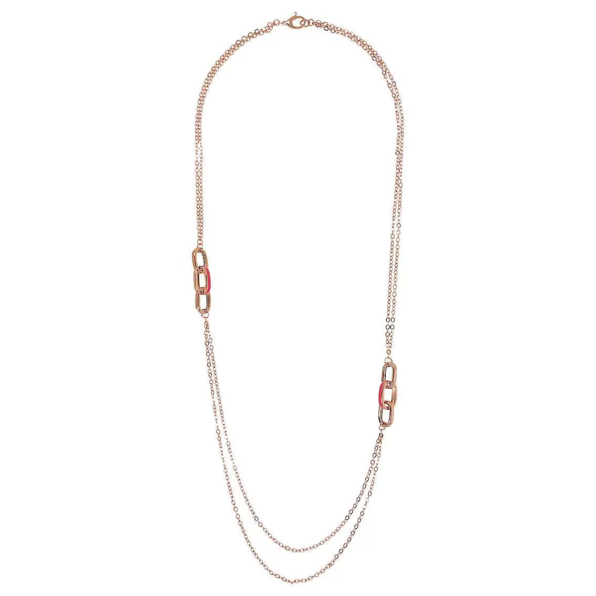 Best Sale Collana Doppia Lunga Multifilo Con Maglie Ovali Smaltate Collane